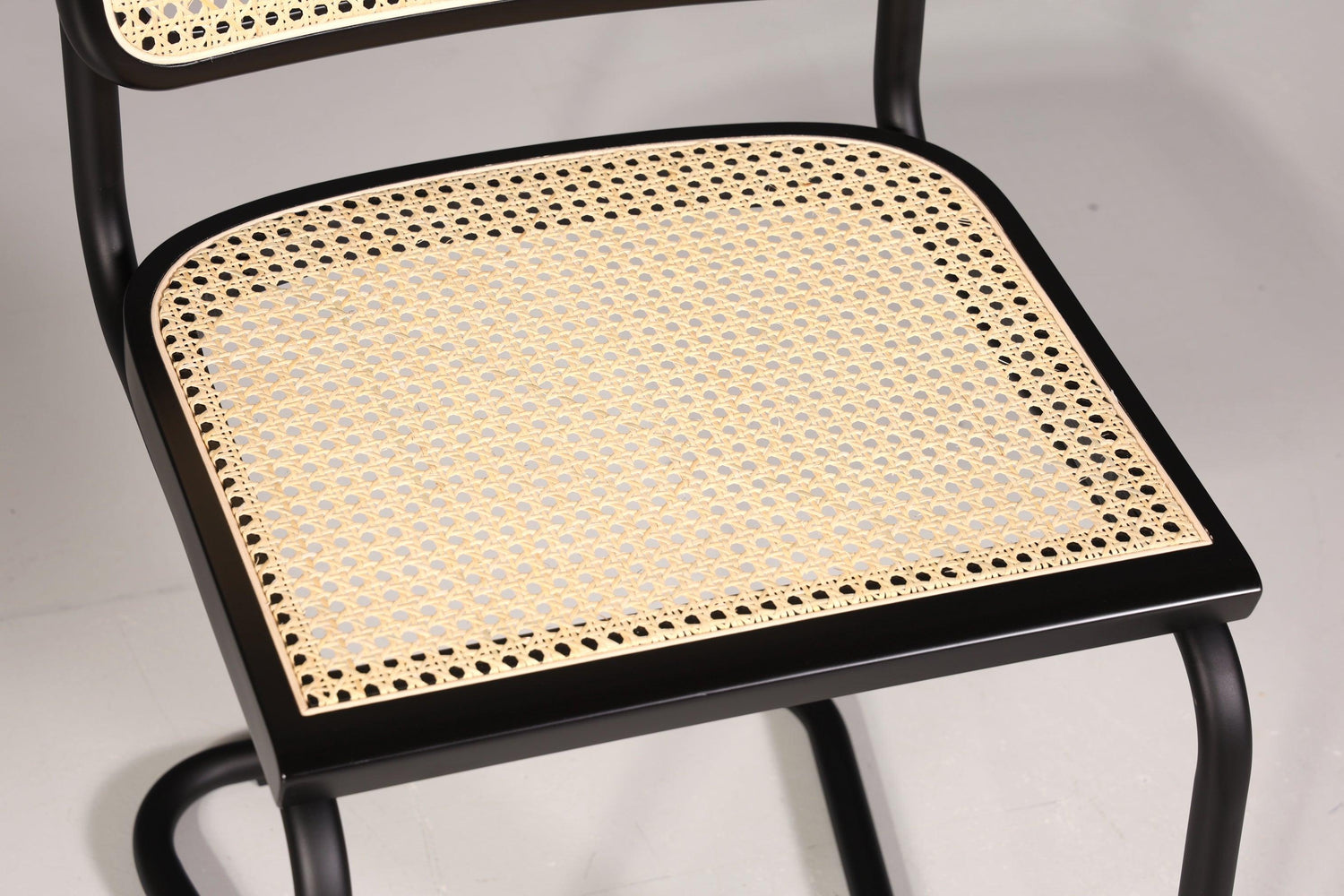 Freischwinger Stuhl "Milano" Made in Italy Schwarz Korbgeflecht Stuhl Wippstuhl Wiener Geflecht Küchenstuhl Sekretär Stuhl