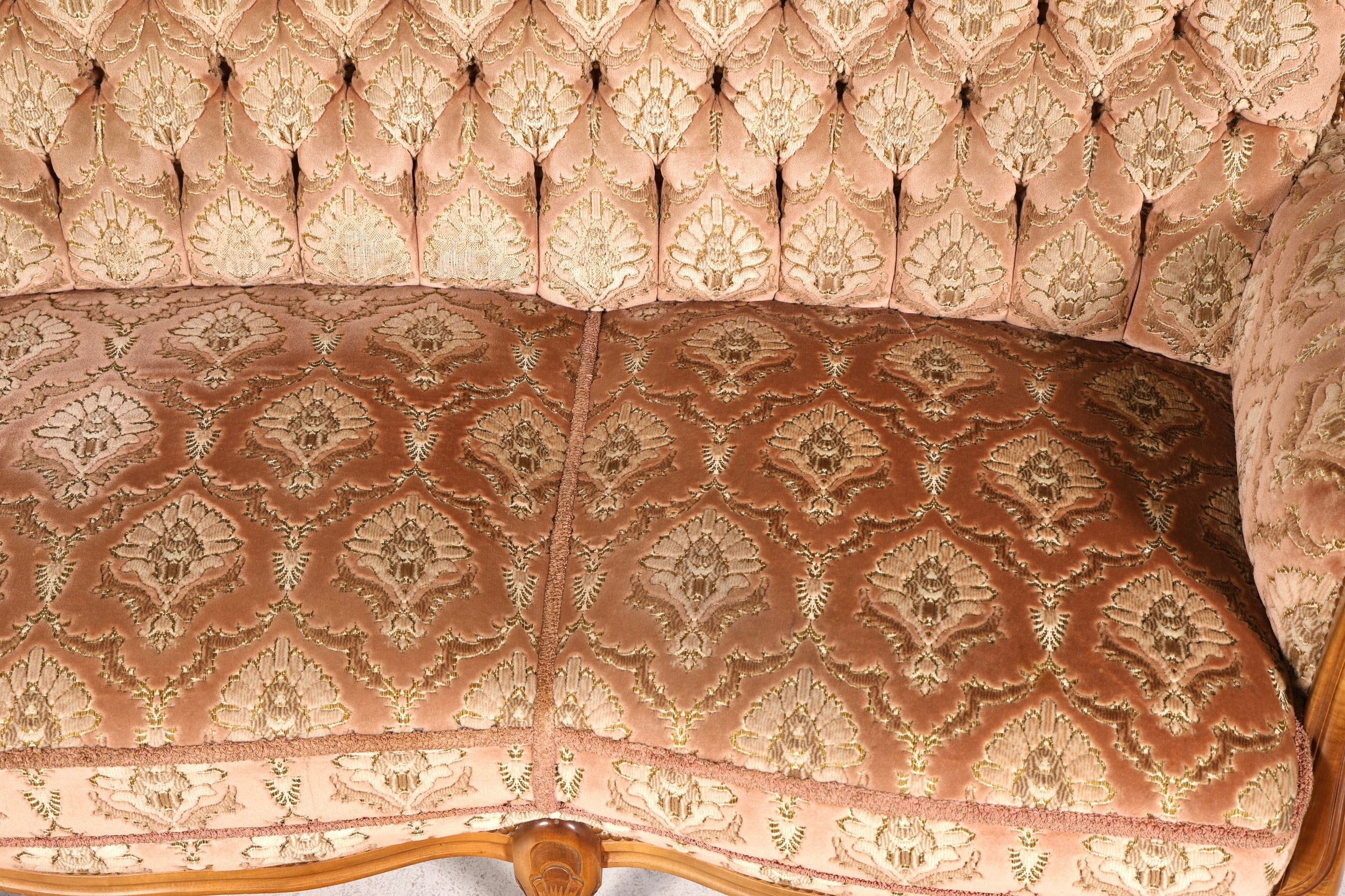 Wunderschönes Chippendale Sofa Barock Stil Couch Samt Stoff 3 Sitzer Antik Vintage