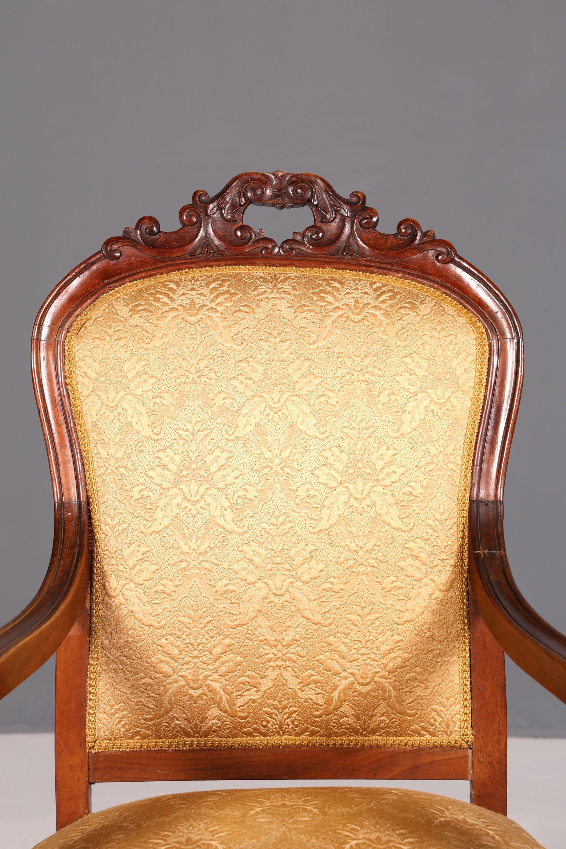 G047 Finish Edler Chippendale Armlehnsessel Barock Stil Sessel Armchair Samt Stoff Sessel