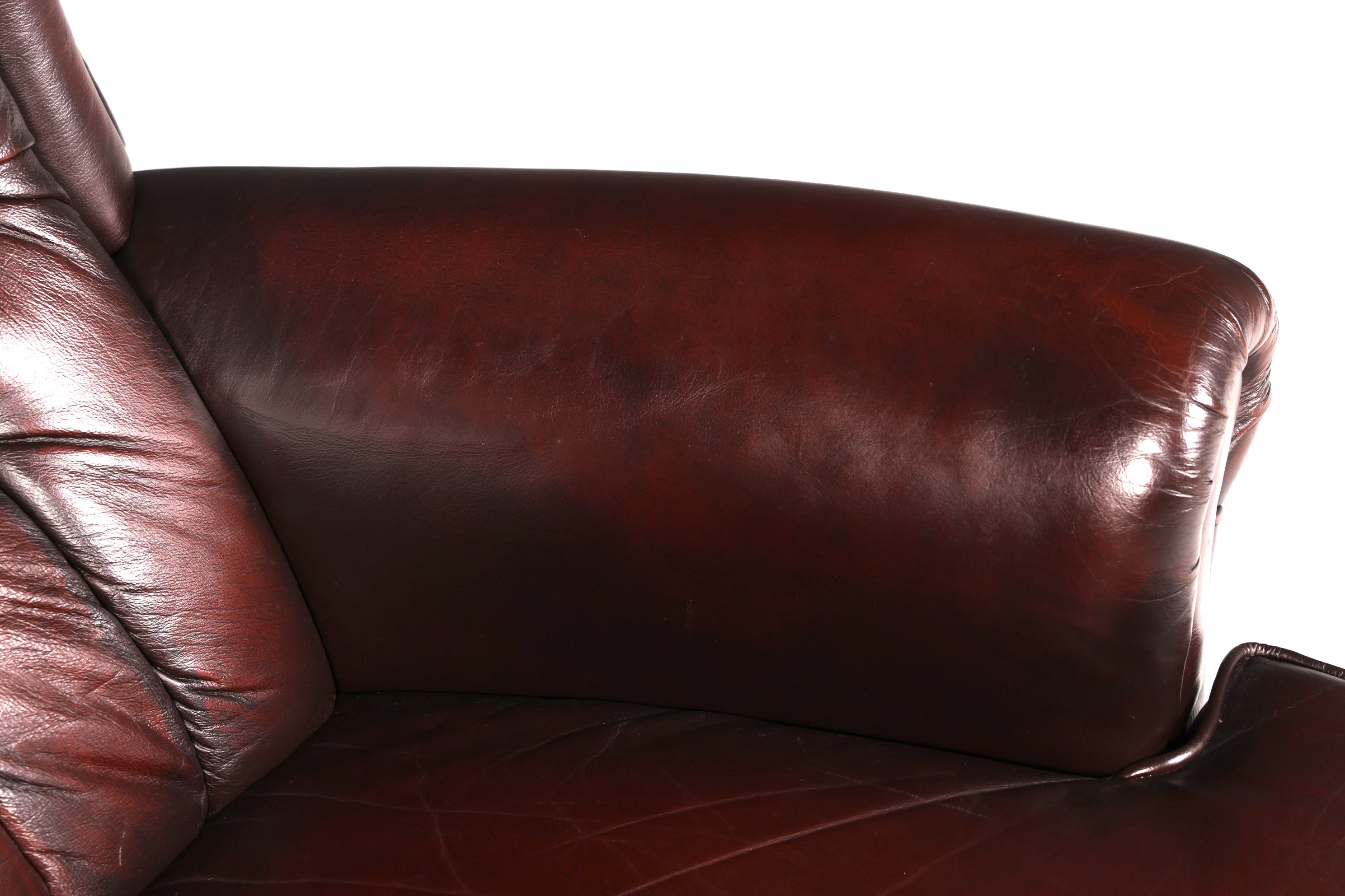Elegant Chesterfield wingback armchair, recliner, genuine brown leather, TV chair, lounge chair, leather armchair