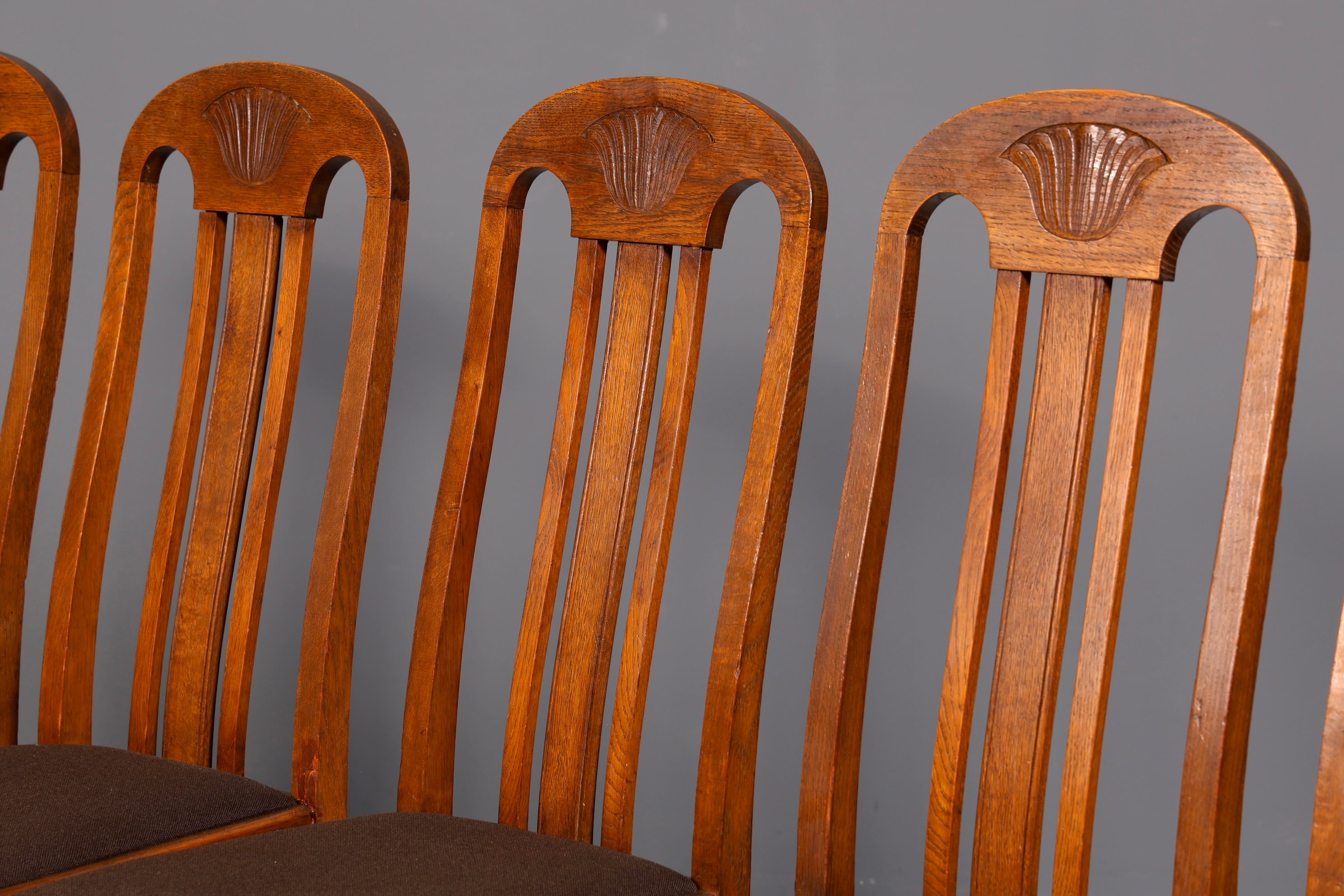 6x Wunderschöne Jugendstil Stühle Stuhl Set Antik Eiche Küchenstühle Esszimmerstühle um 1900