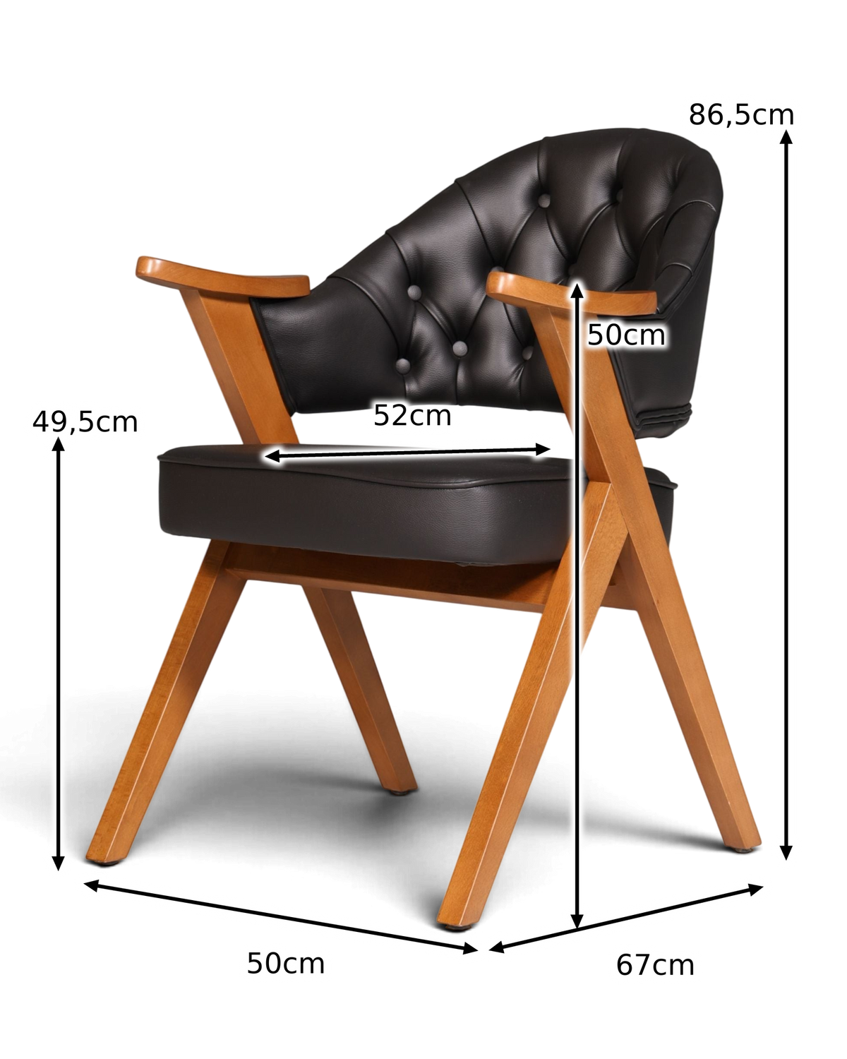 Luxuriöser "Manchester Black" Stuhl Chesterfield Stil Bürostuhl Esszimmerstuhl Lounge Stuhl
