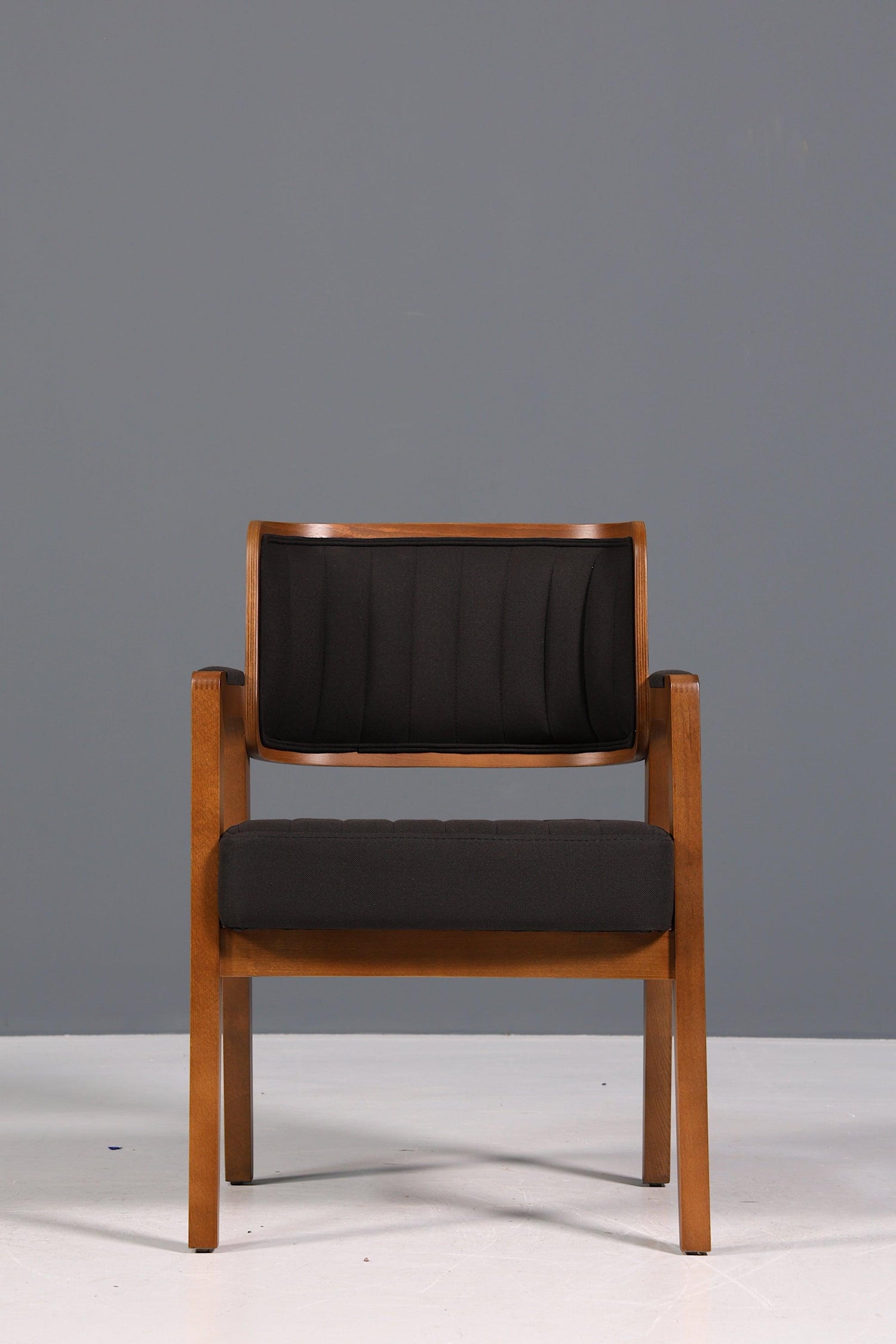 Edler Armlehnstuhl "LIMA" Esszimmerstuhl mit Korbgeflecht Schwarz Stoff Polsterstuhl Küchenstuhl