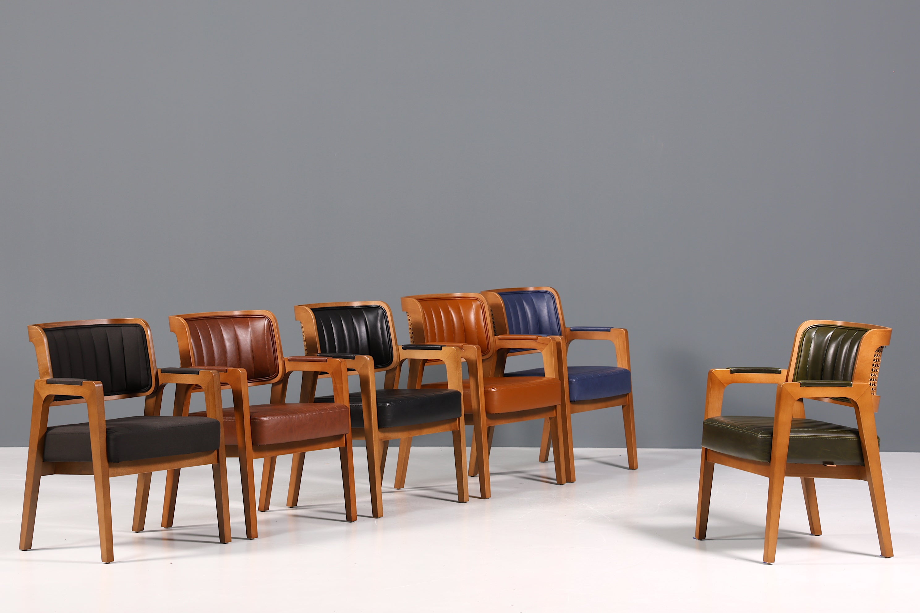 Noble armchair "Lima" dining room chair with wickerwork in green kitchen chair armchair