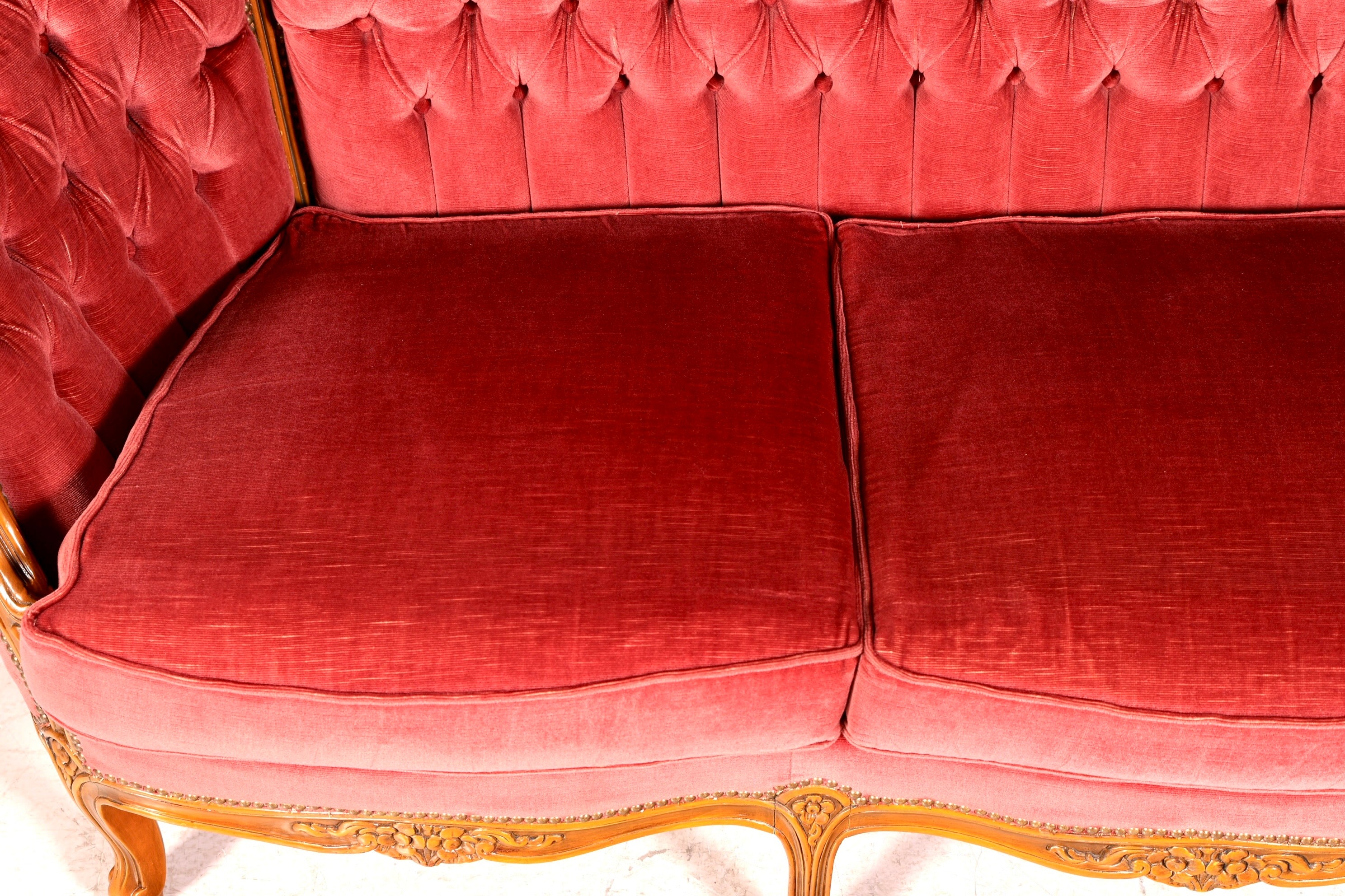 G064 Finish cm Wunderschönes Chippendale Sofa Barock Stil Couch Samt Stoff 3 Sitzer