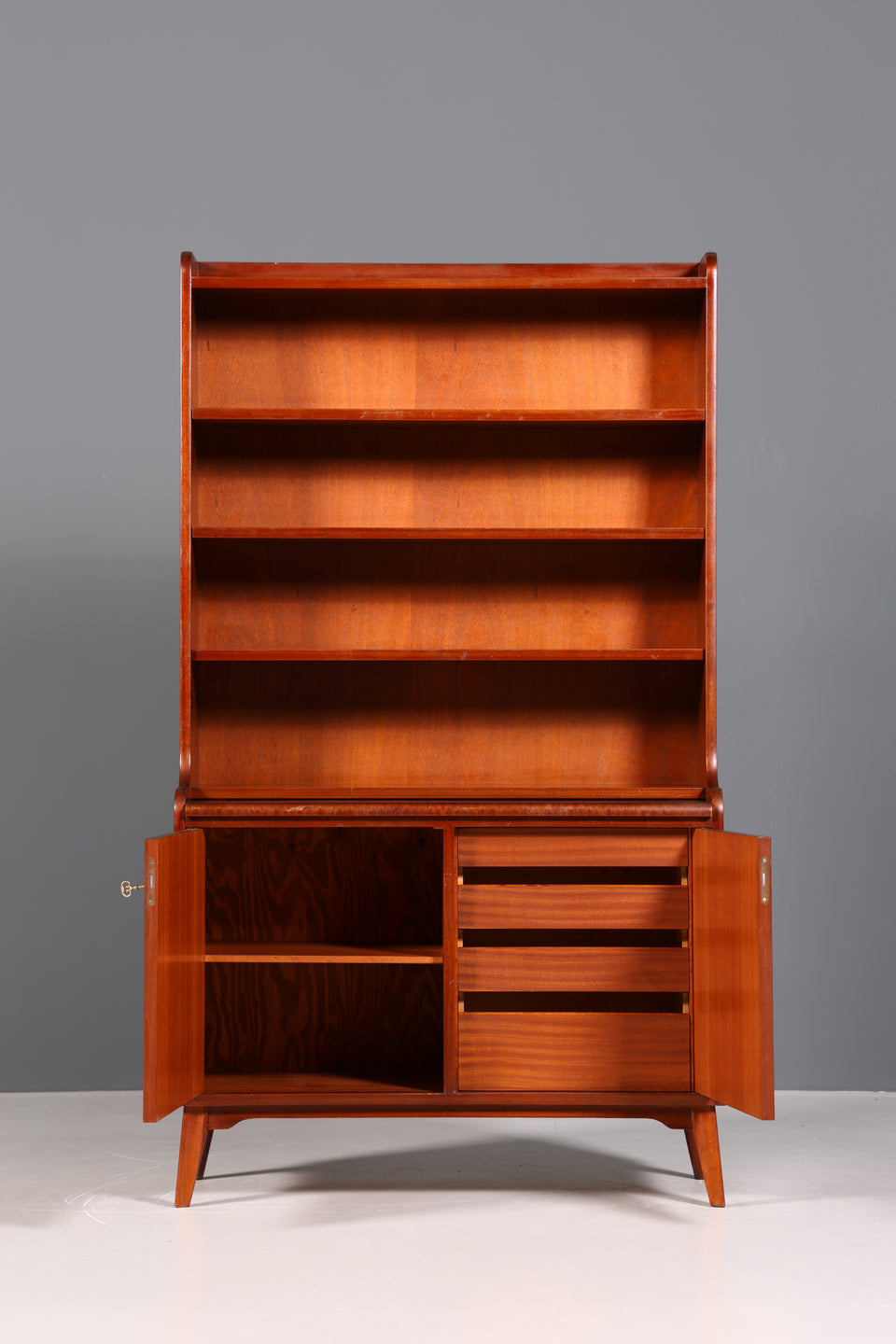Wunderschöner Mid Century Schrank Bücherregal Vintage Sekretär Highboard Holz Regal 2 von 2