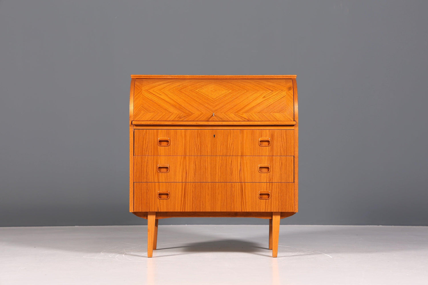 Wunderschöner Mid Century Rollladen Sekretär Danish Design Teak Holz Rollladen Kommode
