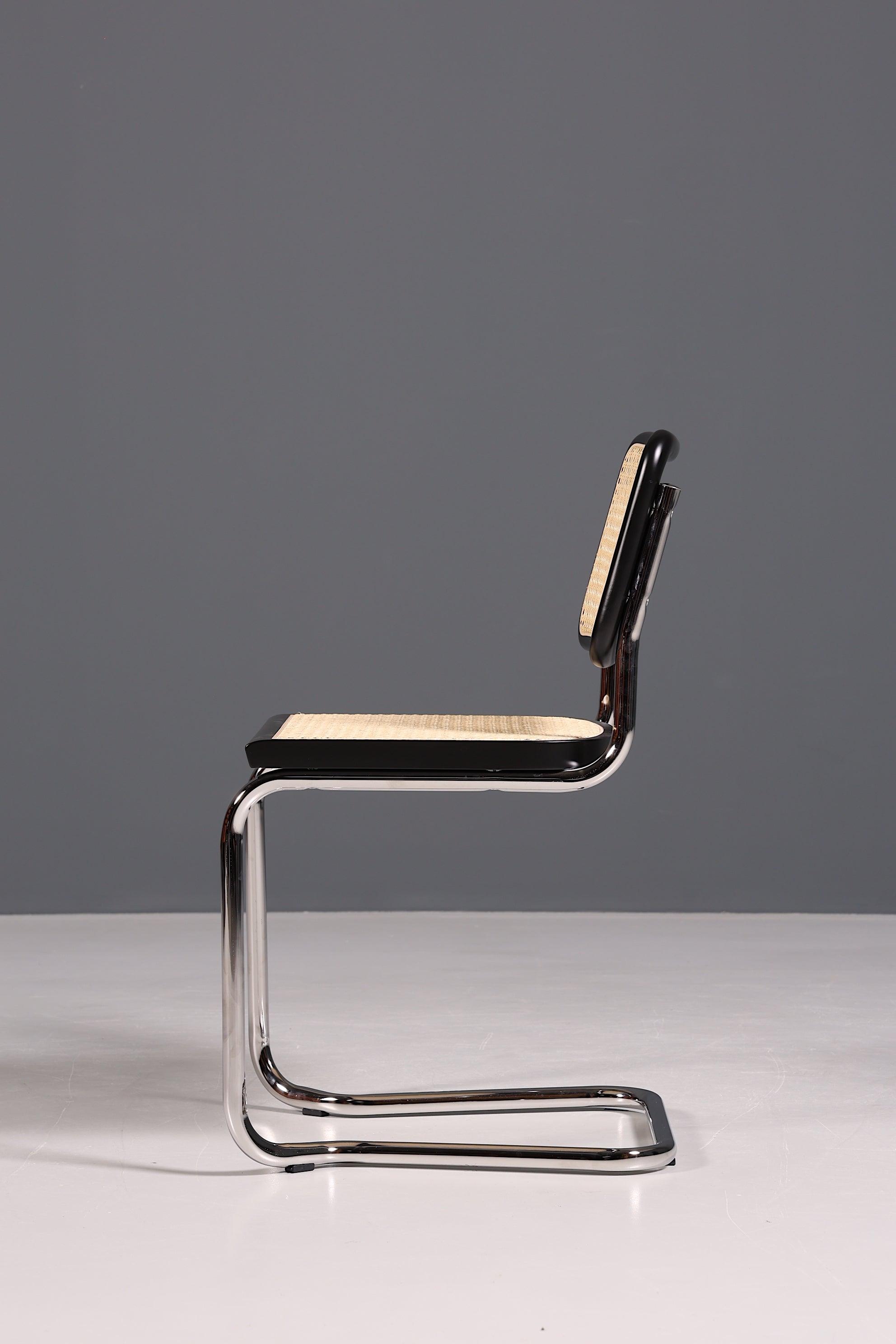 Korbgeflecht Freischwinger Stuhl "Milano" Made in Italy Schwarz Wippstuhl Esszimmer Stuhl Küchenstuhl