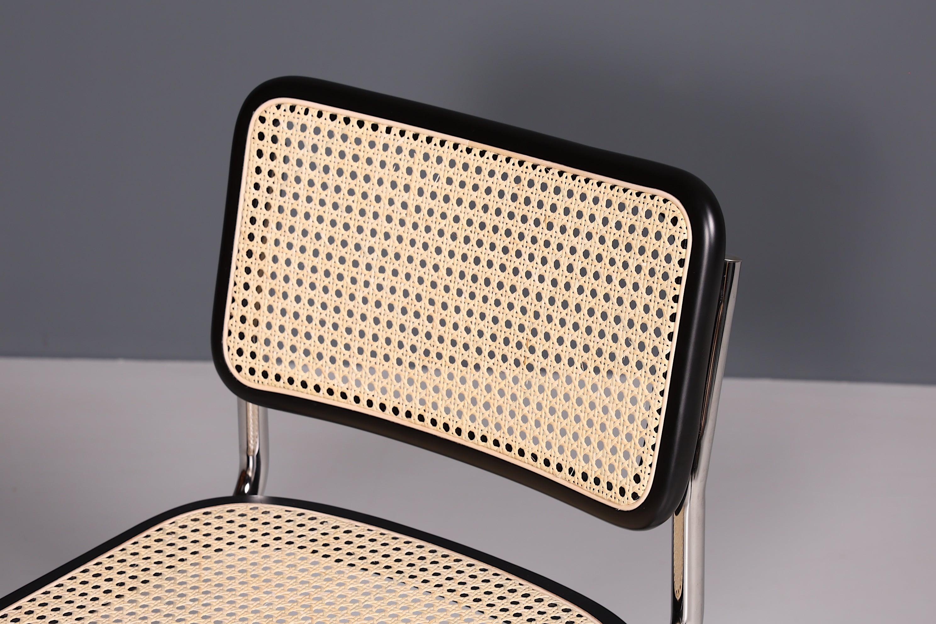 Korbgeflecht Freischwinger Stuhl "Milano" Made in Italy Schwarz Wippstuhl Esszimmer Stuhl Küchenstuhl