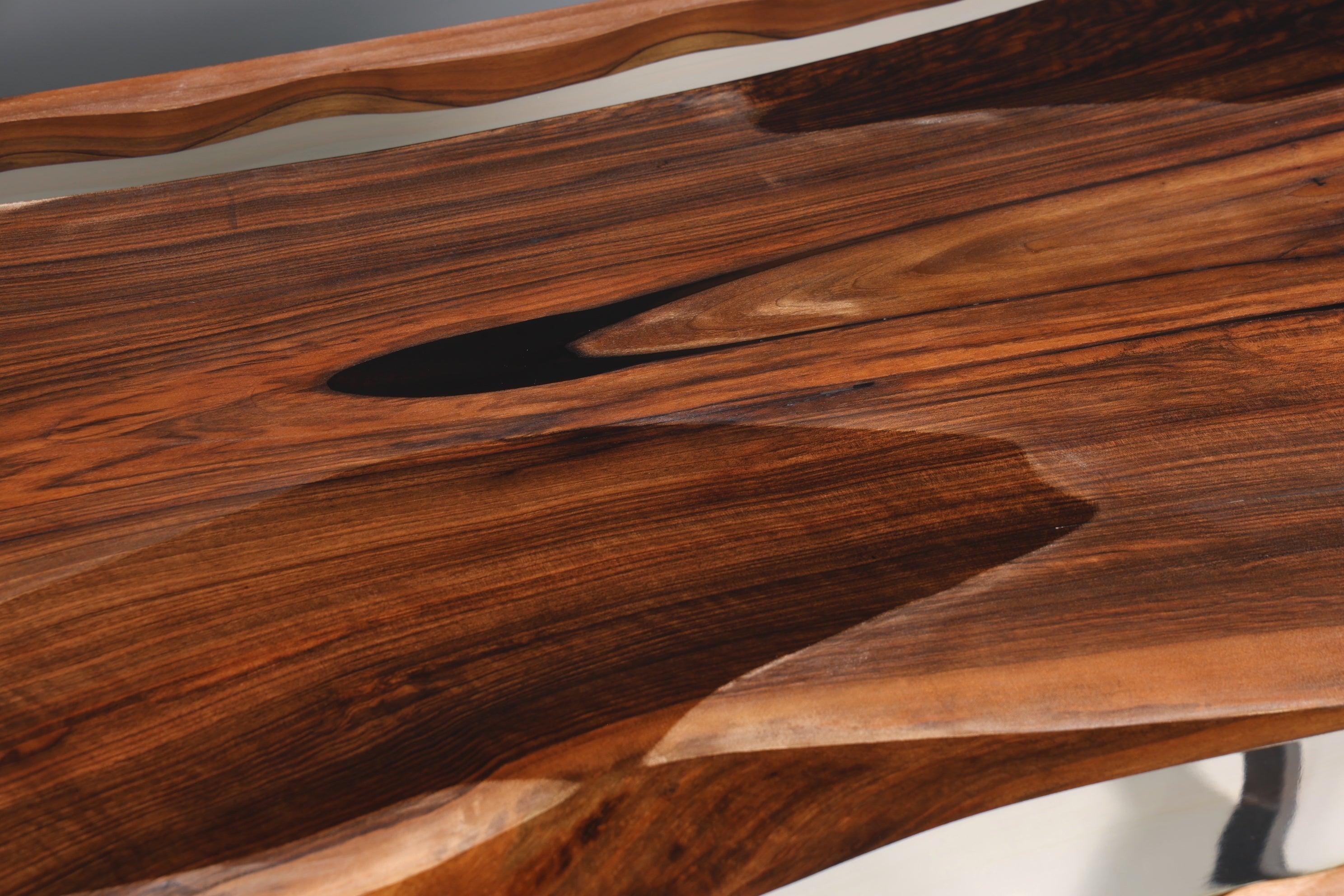 Wunderschöner Epoxidharz Tisch 220-85 cm Epoxy Nussbaum massiv Holz Esszimmer Tisch