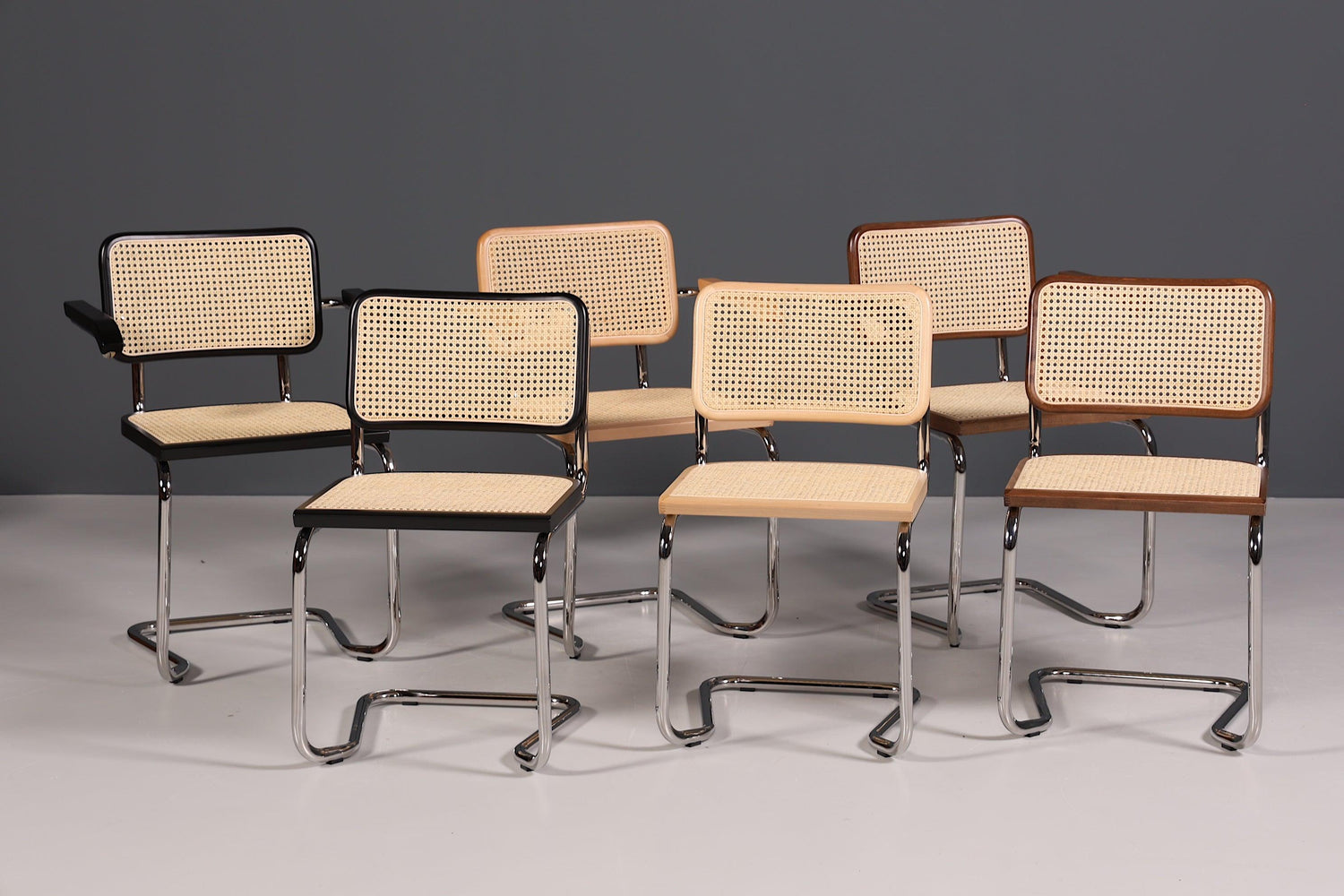 Korbgeflecht Freischwinger Armlehnstuhl "Milano" Made in Italy Braun Küchenstuhl Wippstuhl