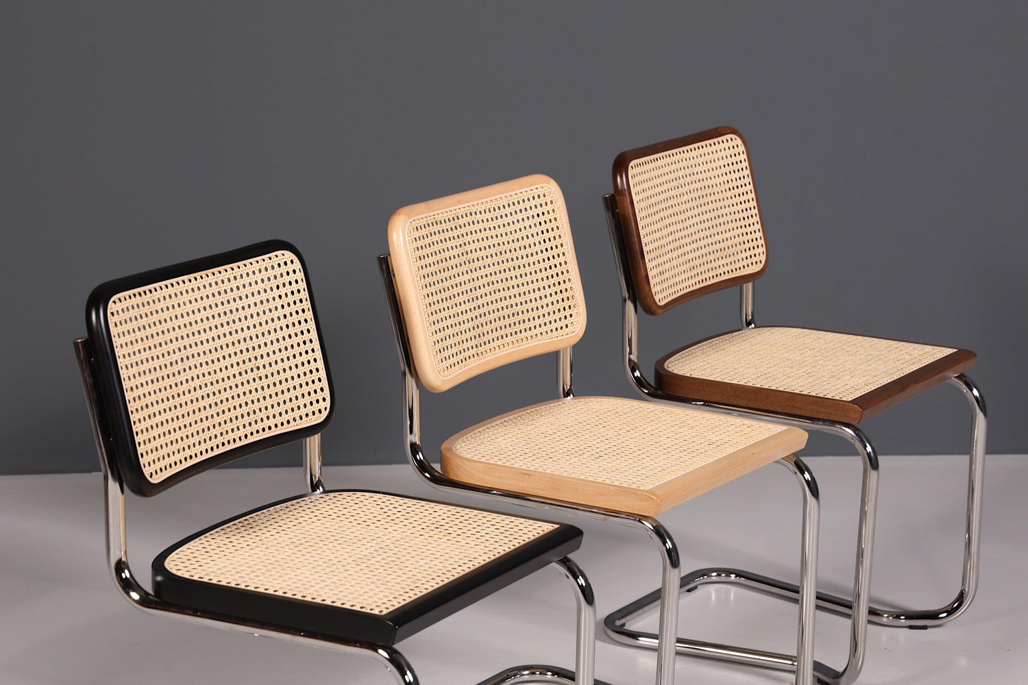 Korbgeflecht Freischwinger Stuhl "Milano" Made in Italy Braun Küchenstuhl Wippstuhl Wiener Geflecht