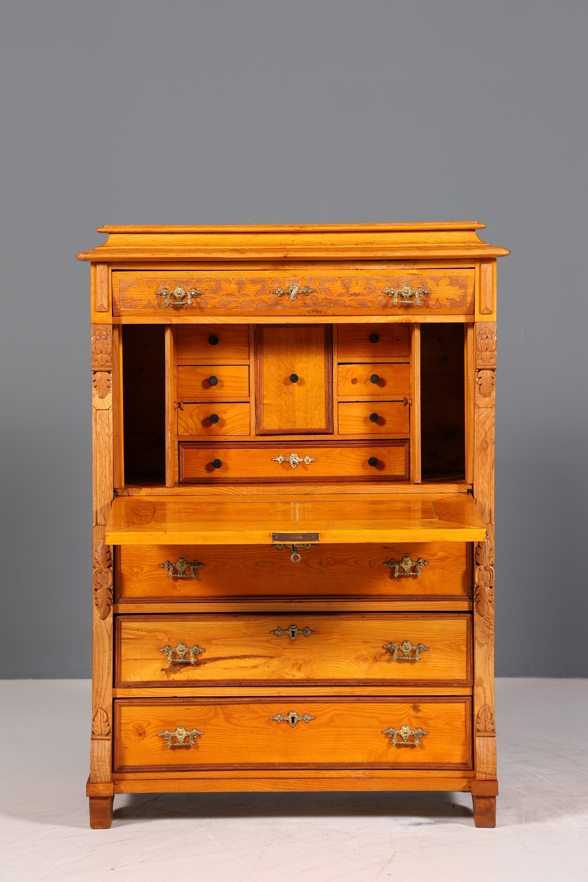 Wunderschöner Gründerzeit Sekretär Vertiko Highboard Louis Philippe Kommode Sekretär Schrank um 1880