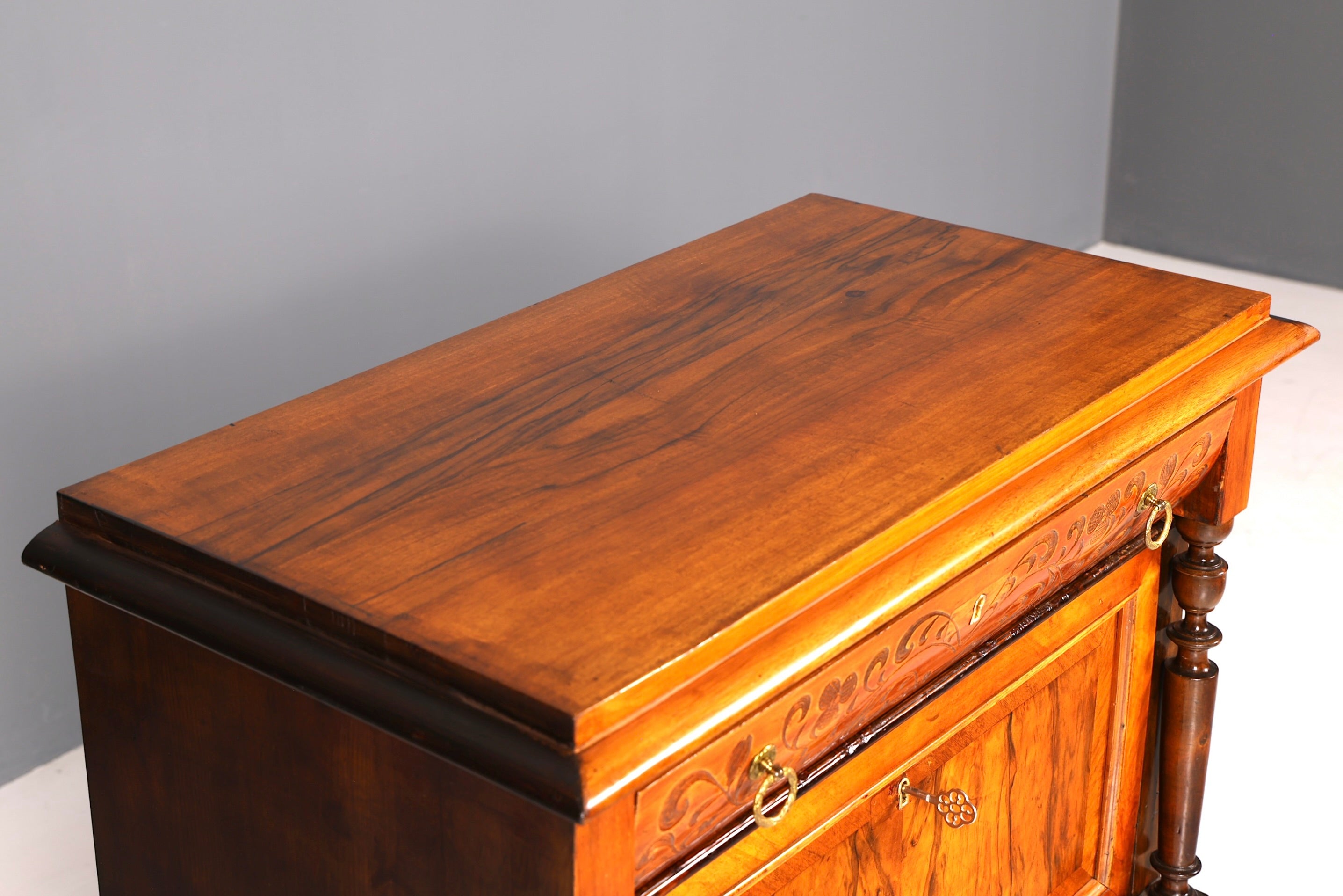 Eleganter Gründerzeit Sekretär Vertiko Highboard Louis Philippe Kommode Antik Schrank um 1880