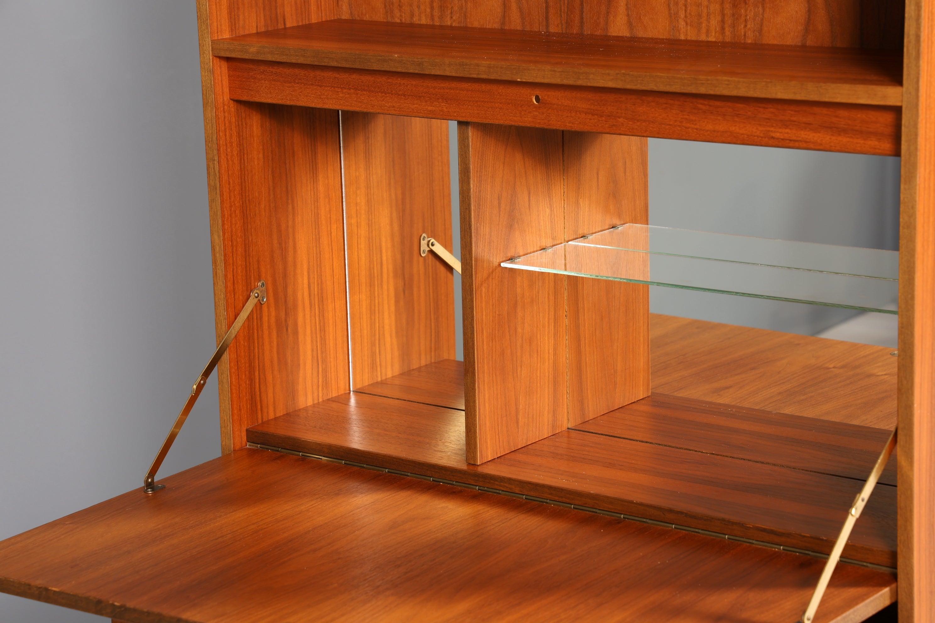 Wunderschönes Mid Century Schrank Vintage Teak Holz Sekretär Regal Retro Bücherregal 60s