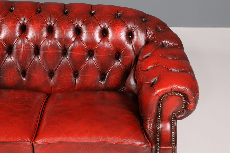 Wunderschöne Original Chesterfield Centurion 2-Sitzer Couch Englisches echt Leder Oxblood Sofa UK