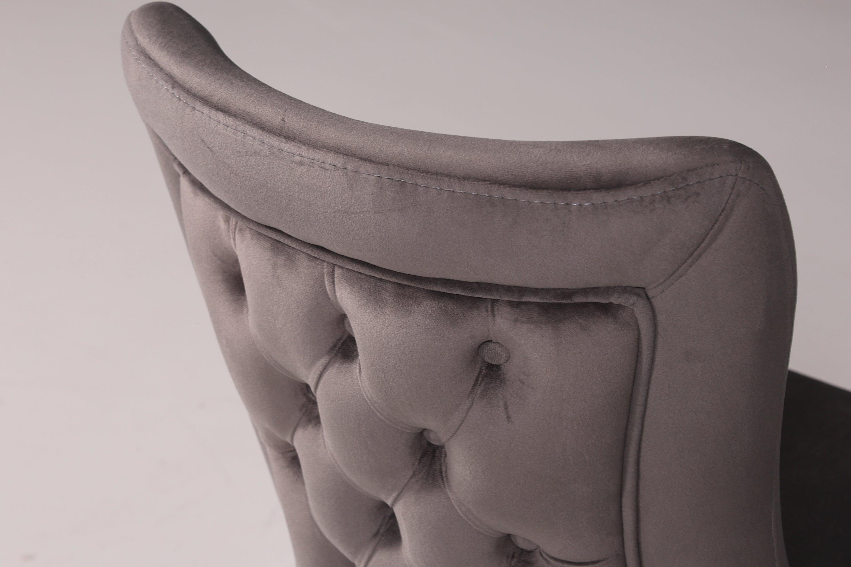 Edler Chesterfield Stil Samtstuhl "Valencia" in Grau