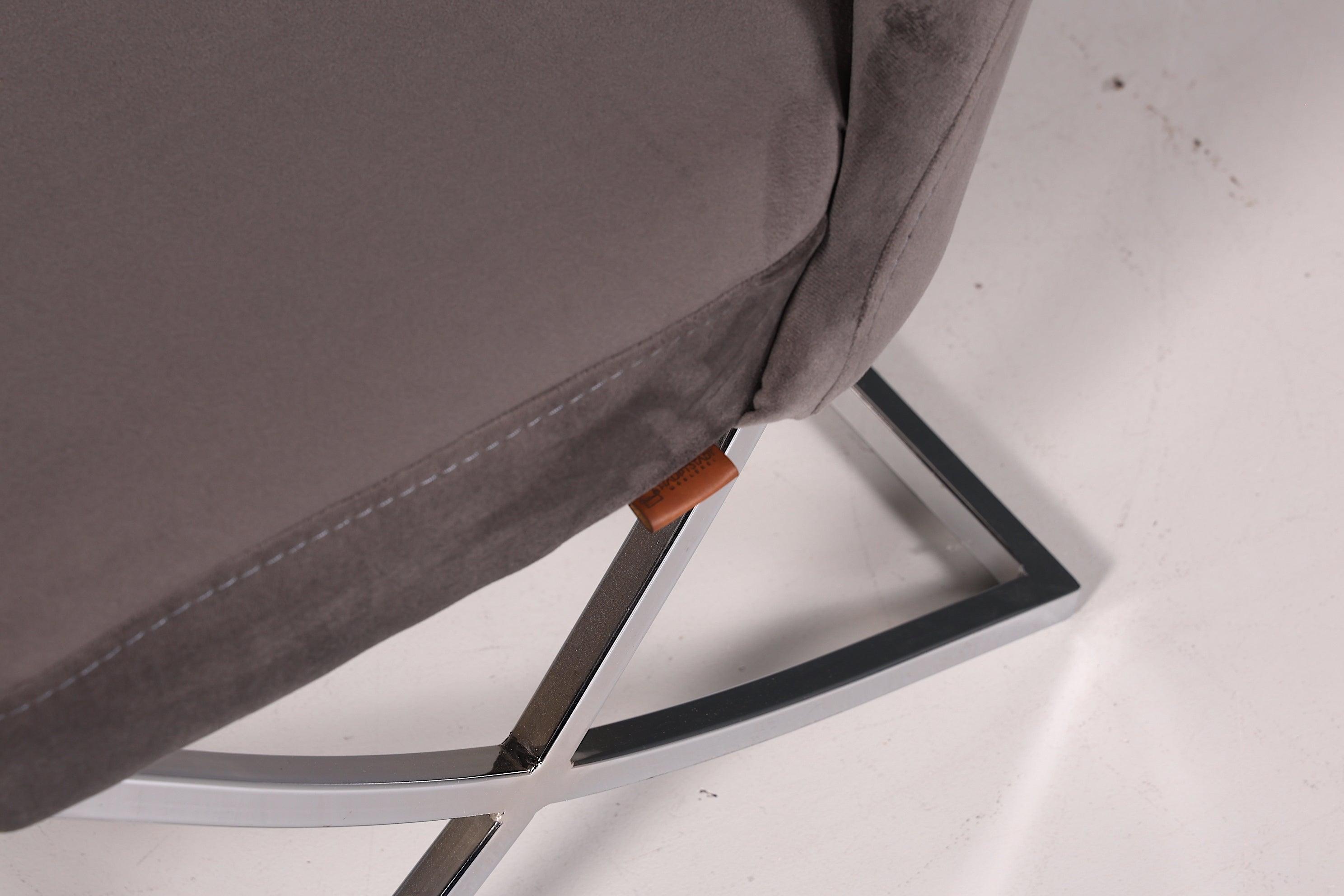 Edler Chesterfield Stil Samtstuhl "Valencia" in Grau