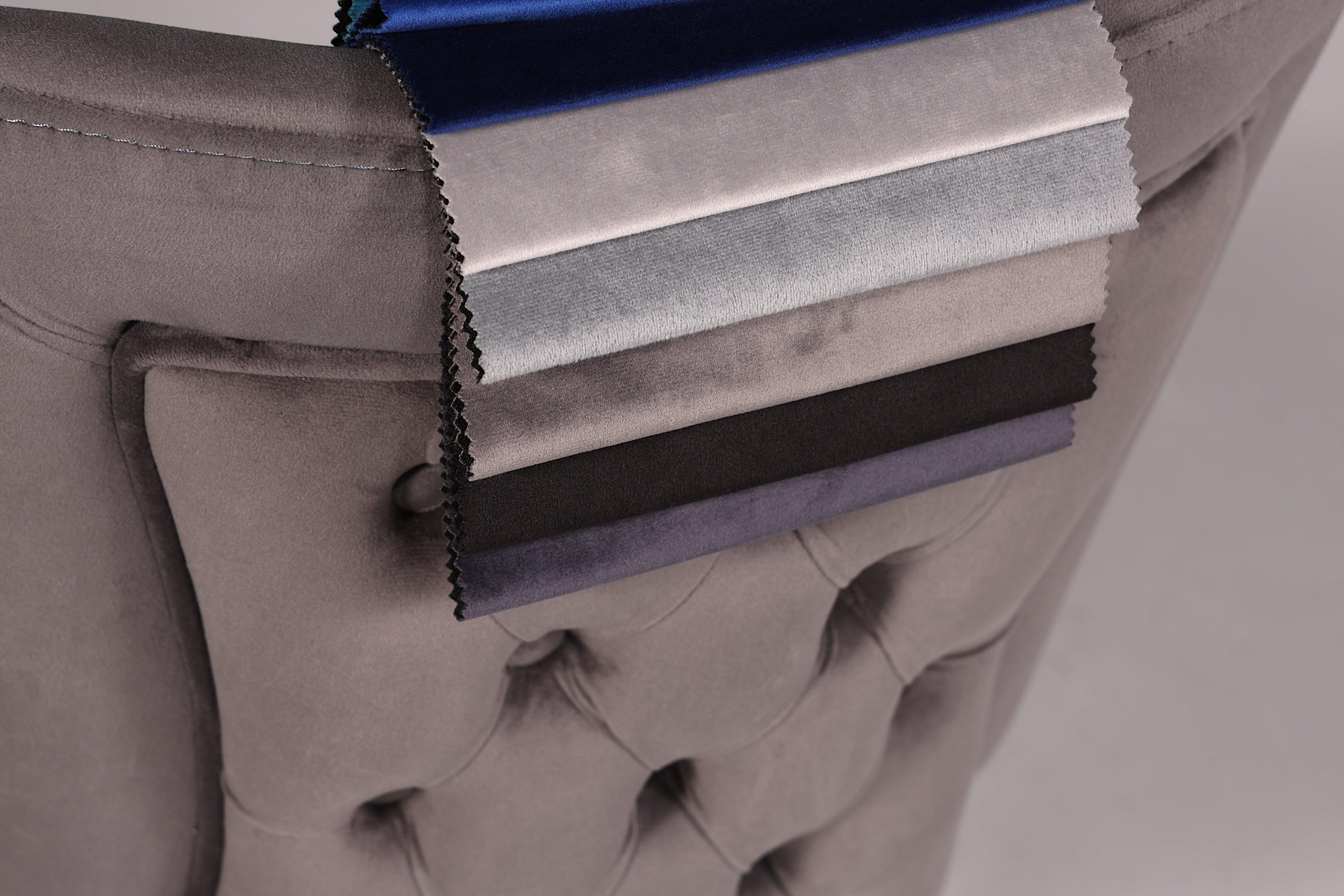 Edler Chesterfield Stil Samtstuhl "Valencia" in Grau