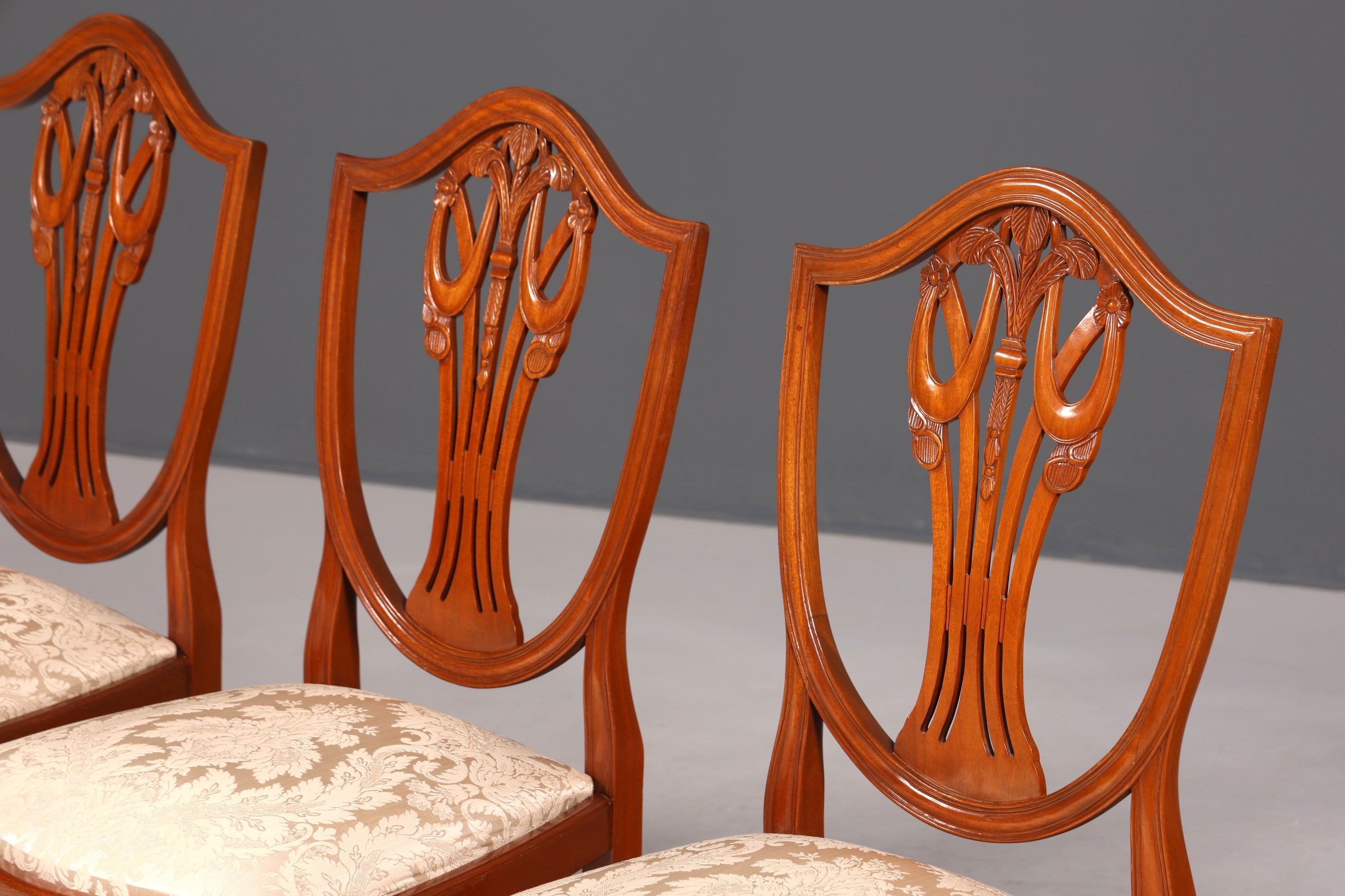 4x Wunderschöne Englische Stühle Hepplewhite Stuhl Set Antik Sekretär Stühle Polsterstühle Küchenstühle