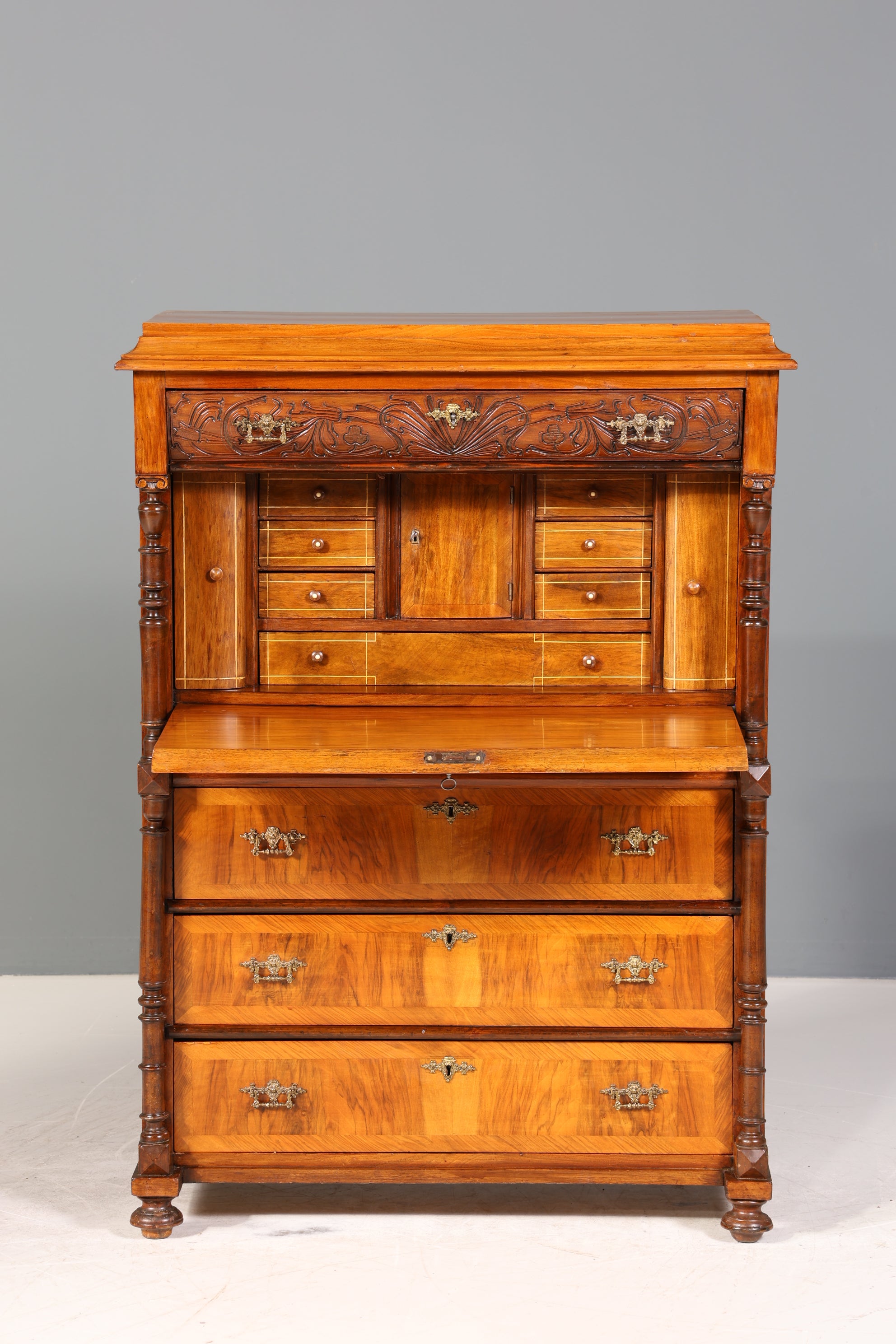 Wunderschöner Gründerzeit Sekretär Vertiko Highboard Jugendstil Kommode Schrank um 1880
