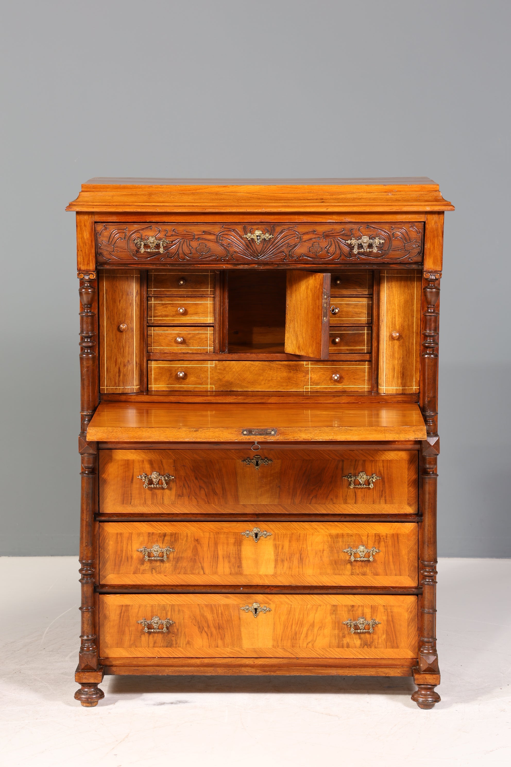 Wunderschöner Gründerzeit Sekretär Vertiko Highboard Jugendstil Kommode Schrank um 1880