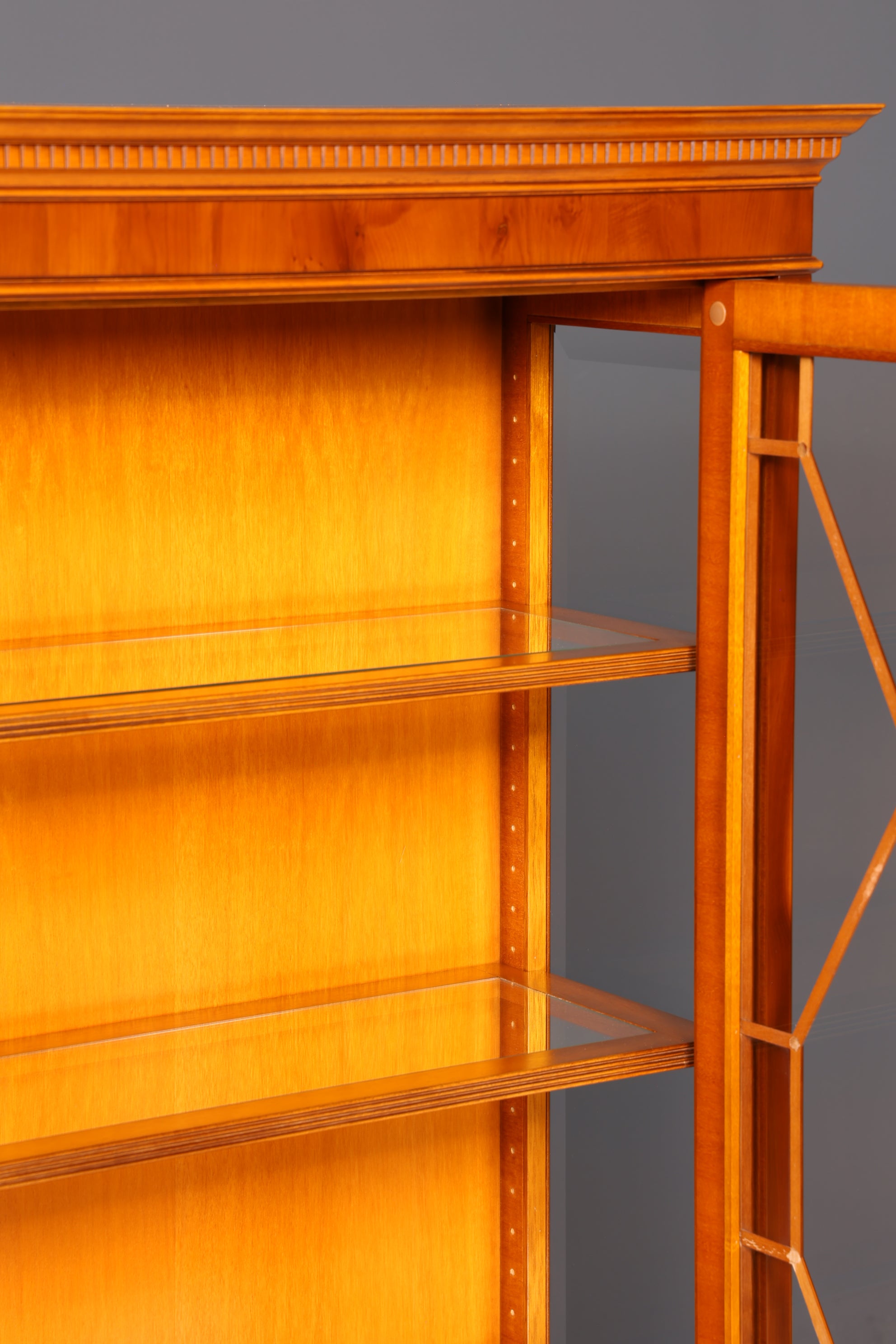 Beautiful Original Heldense Display Cabinet, English Yew Bookcase, Glass Cabinet with Lighting