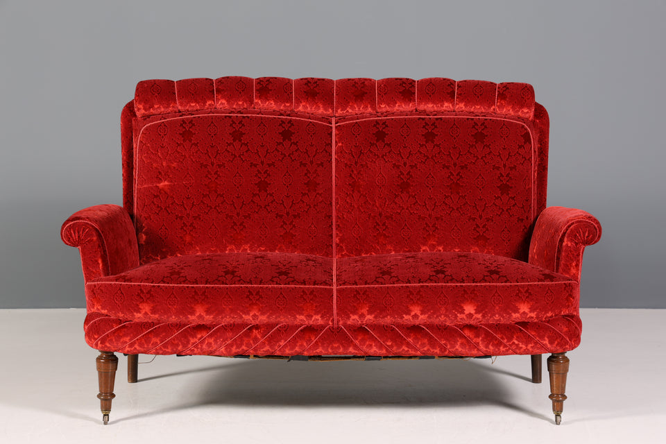 Wunderschönes Jugendstil Sofa Samt Stoff Couch Antik Canapè um 1910