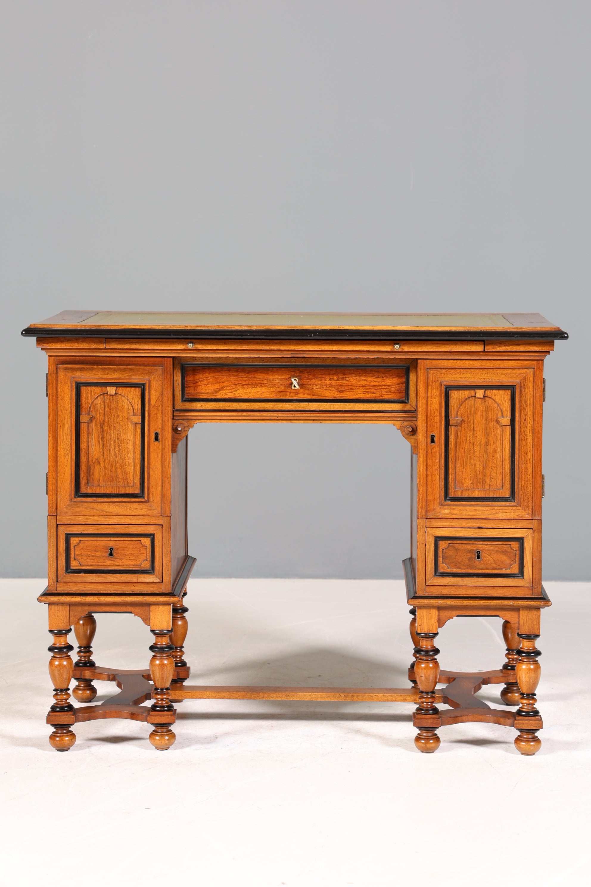 Traumhafter Gründerzeit Schreibtisch Jugendstil Eiche Bürotisch echt Leder Antik Office Desk