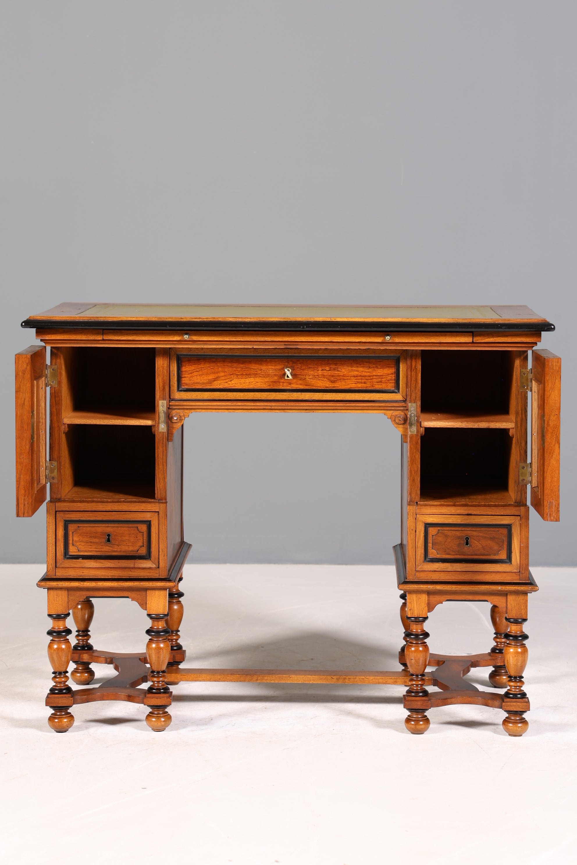 Traumhafter Gründerzeit Schreibtisch Jugendstil Eiche Bürotisch echt Leder Antik Office Desk