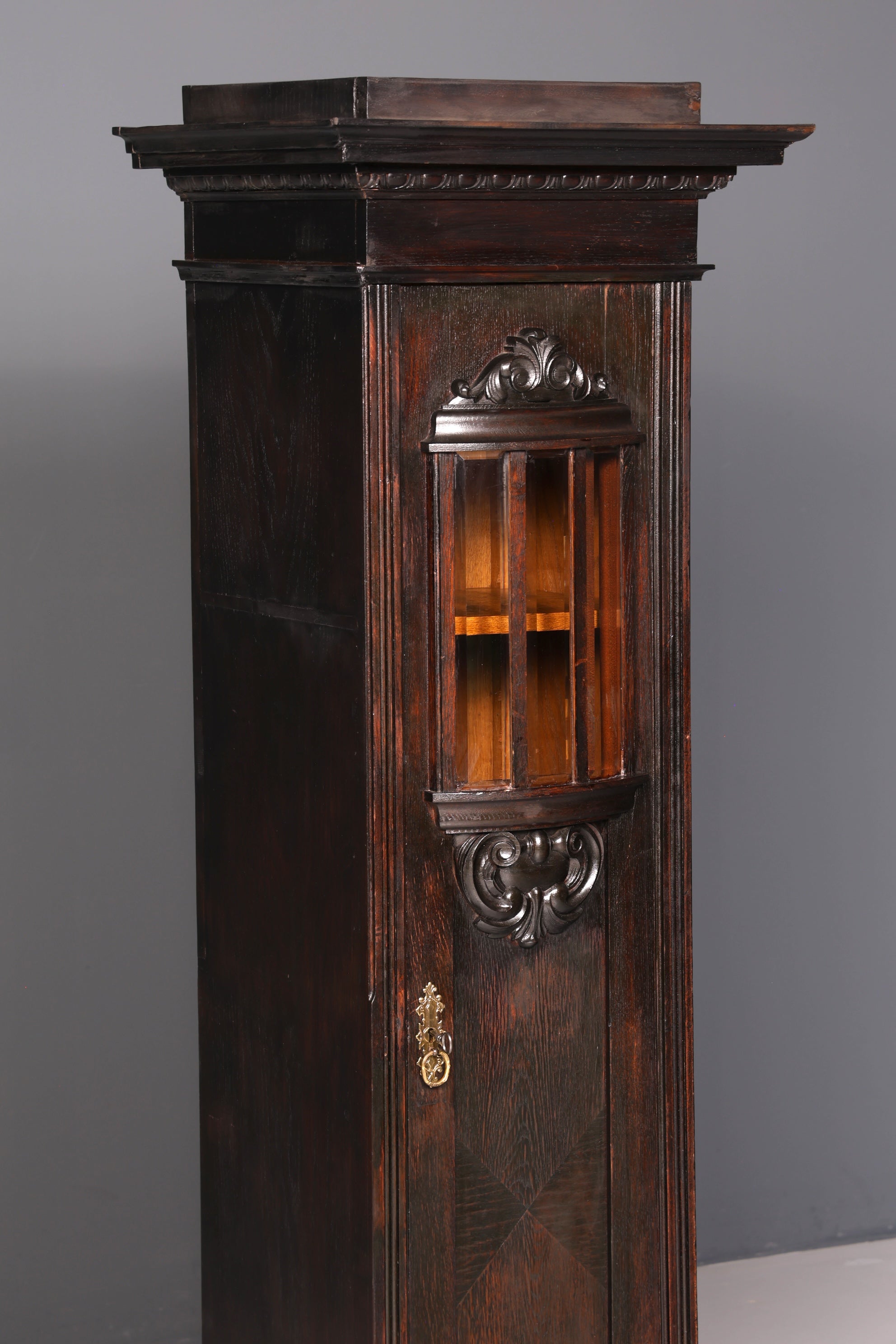 Prachtvolle Jugendstil Vitrine Eiche Antiker Bücherschrank Geschirrschrank Glasvitrine Schrank Antik 2 von 2