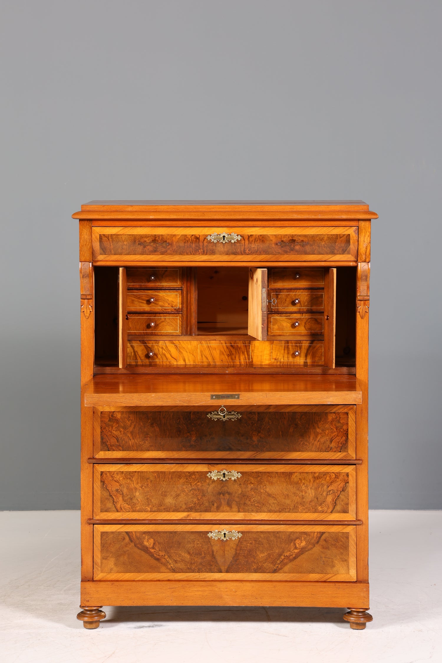 Stilvoller Gründerzeit Sekretär Vertiko Highboard Jugendstil Kommode Schrank um 1880