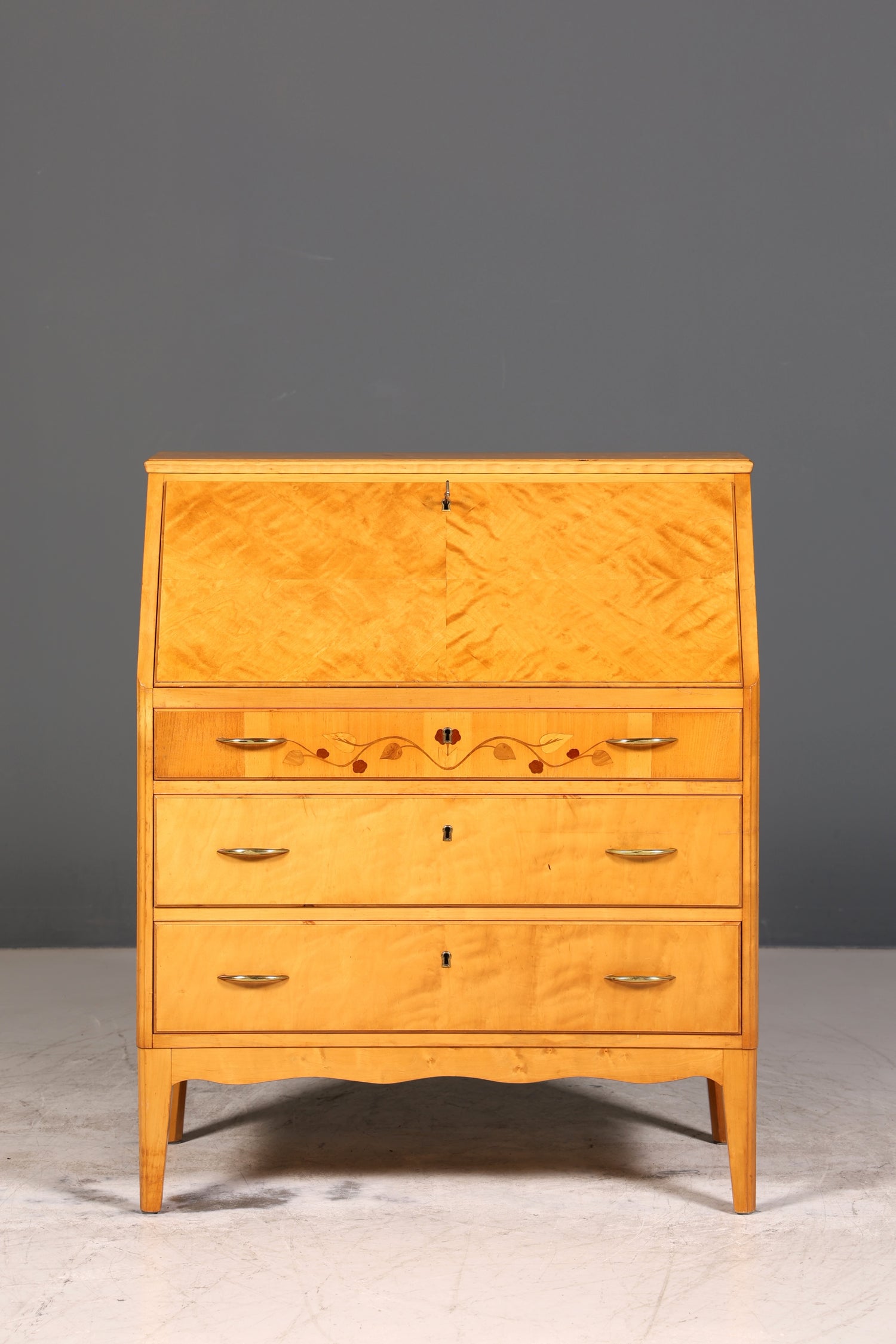 Wunderschöner Mid Century Sekretär Vintage Schreibmöbel echt Holz Kommode Office Secretary