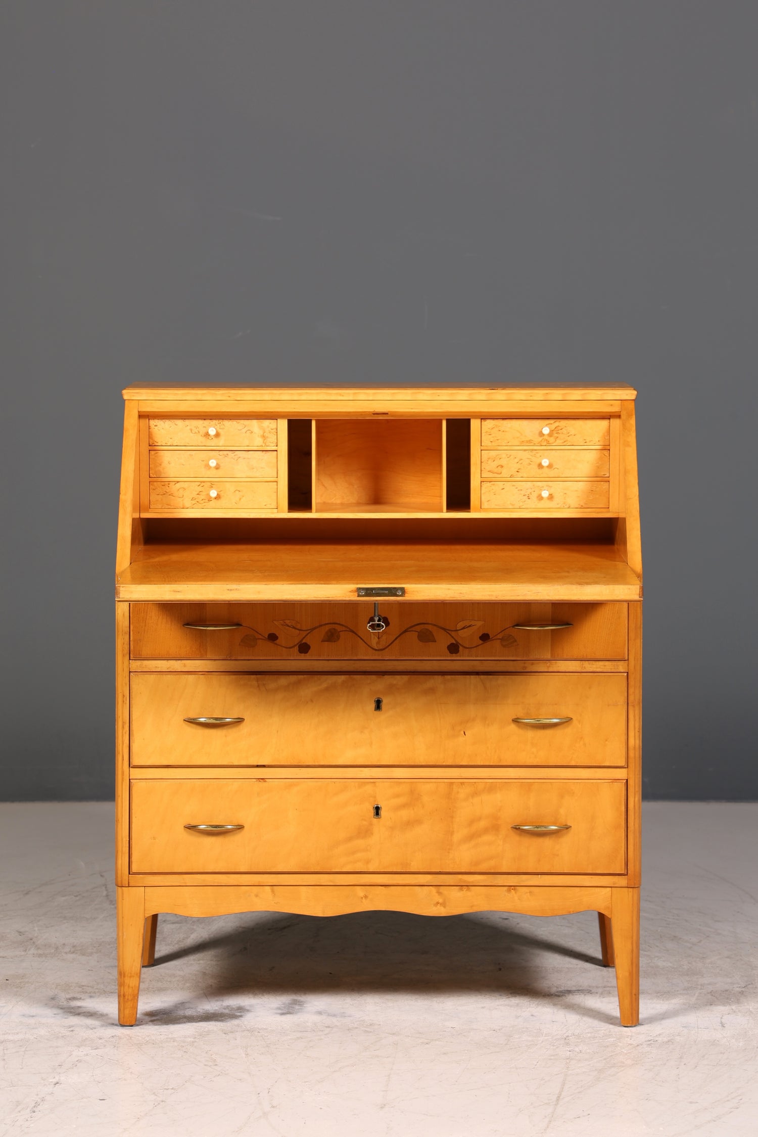 Wunderschöner Mid Century Sekretär Vintage Schreibmöbel echt Holz Kommode Office Secretary
