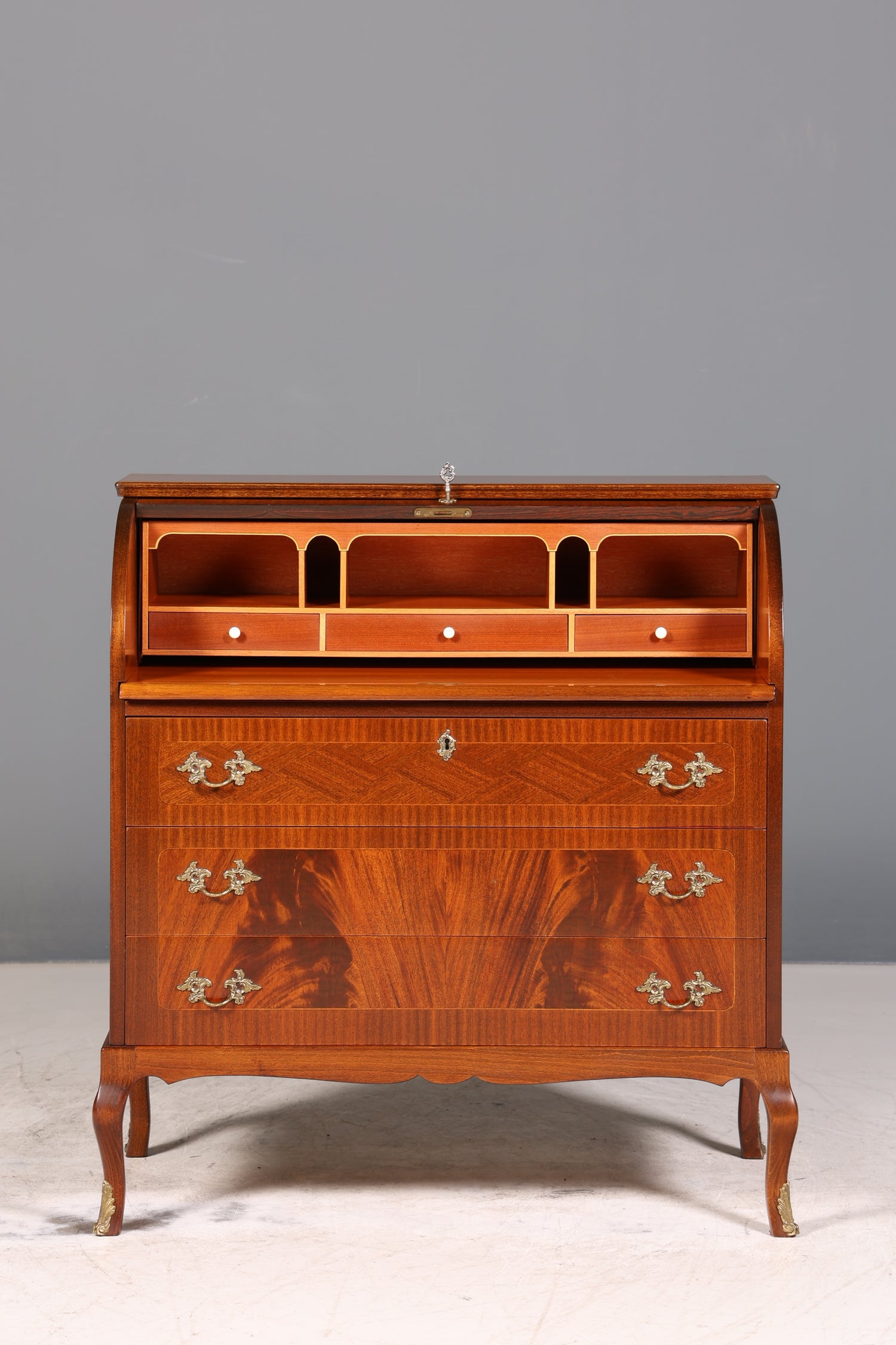 Stilvoller Rollladensekretär im Barock Stil Büro Kommode Sekretär Schreibkommode Schreibtisch