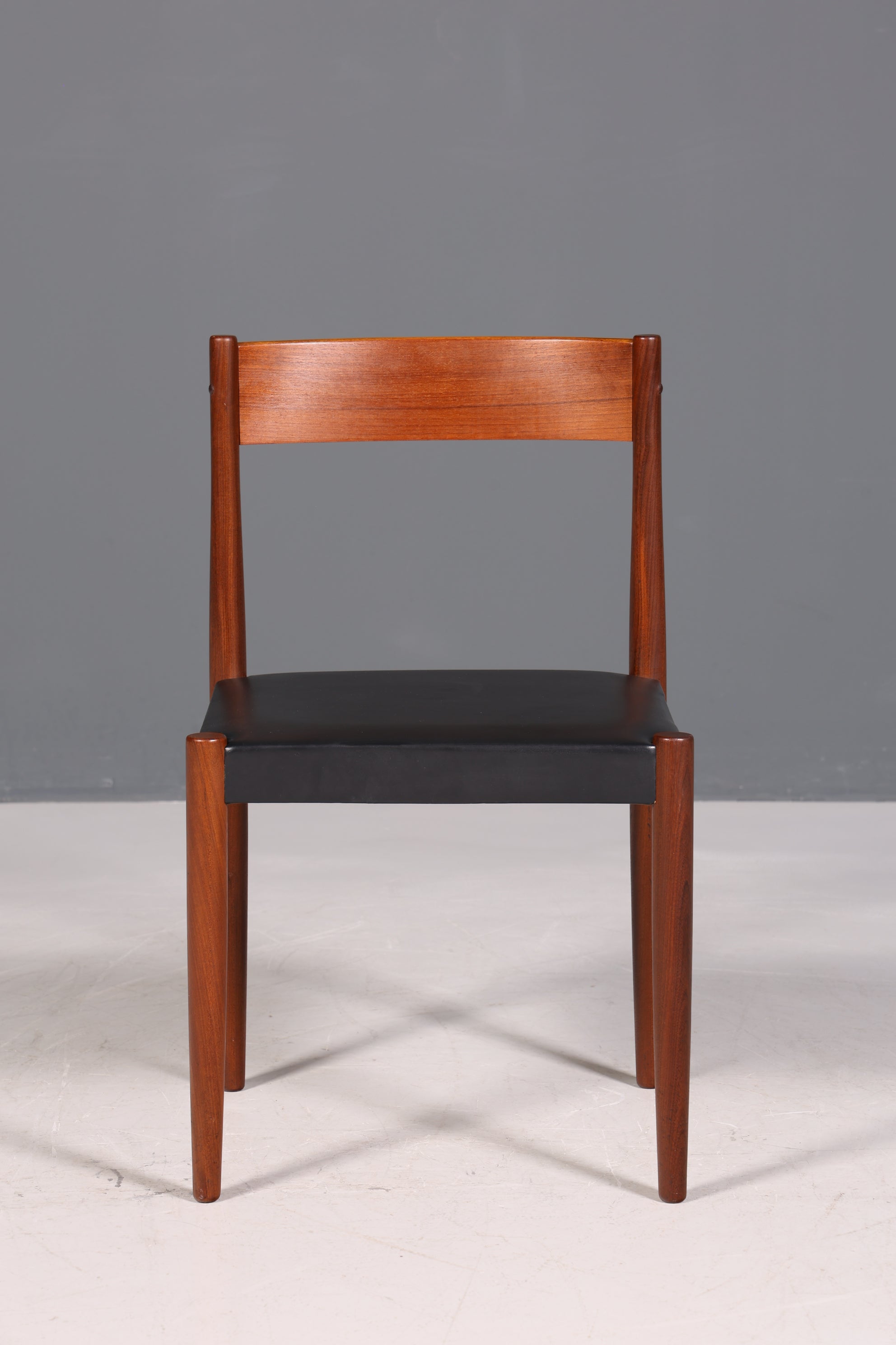 Schlichter Mid Century Stuhl Palisander Retro Sekretär Stuhl echt Leder Danish Design Küchenstuhl 1 von 2