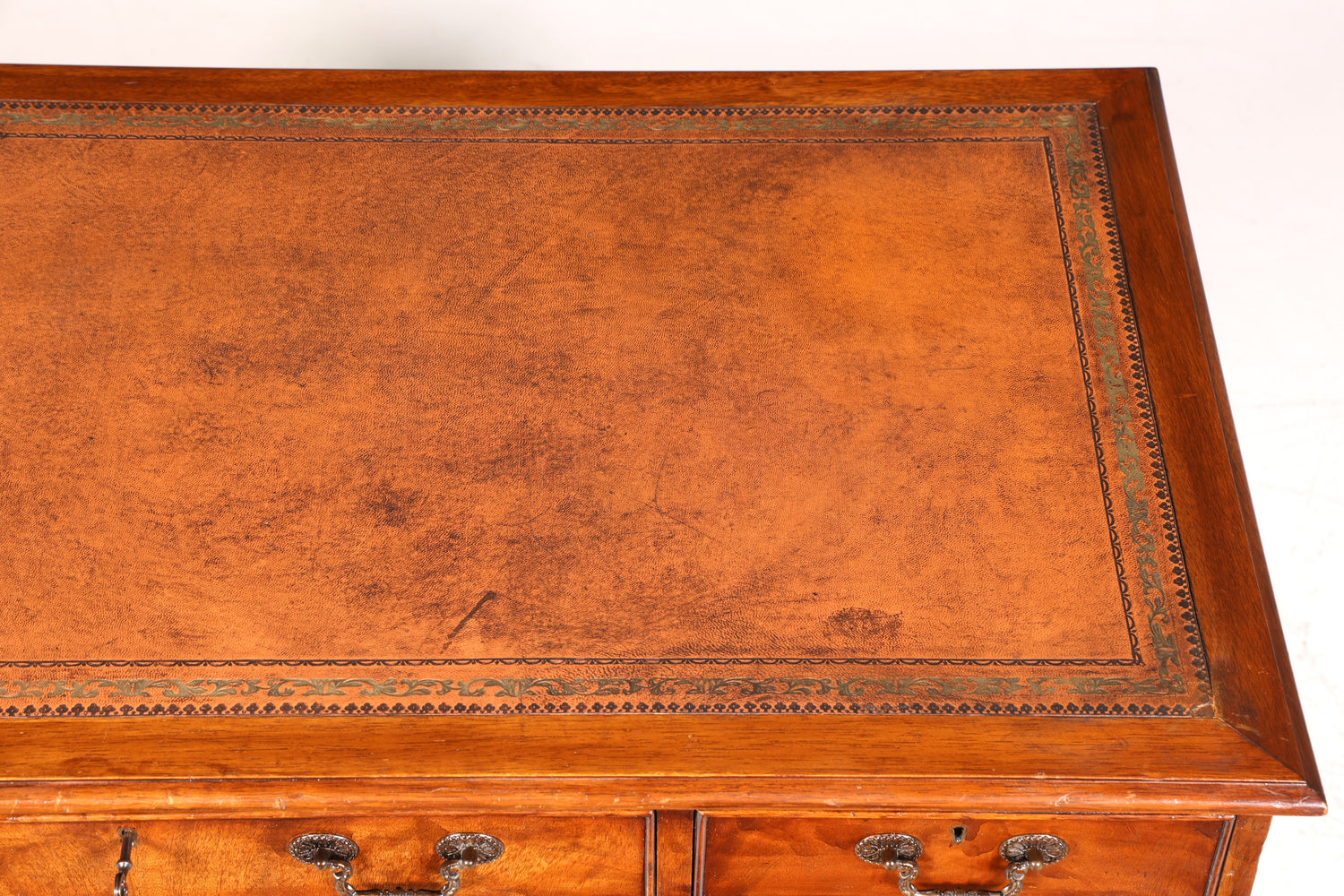 Stilvoller Englischer Schreibtisch Mahagoni Bürotisch Englisch Desk Leder Auflage