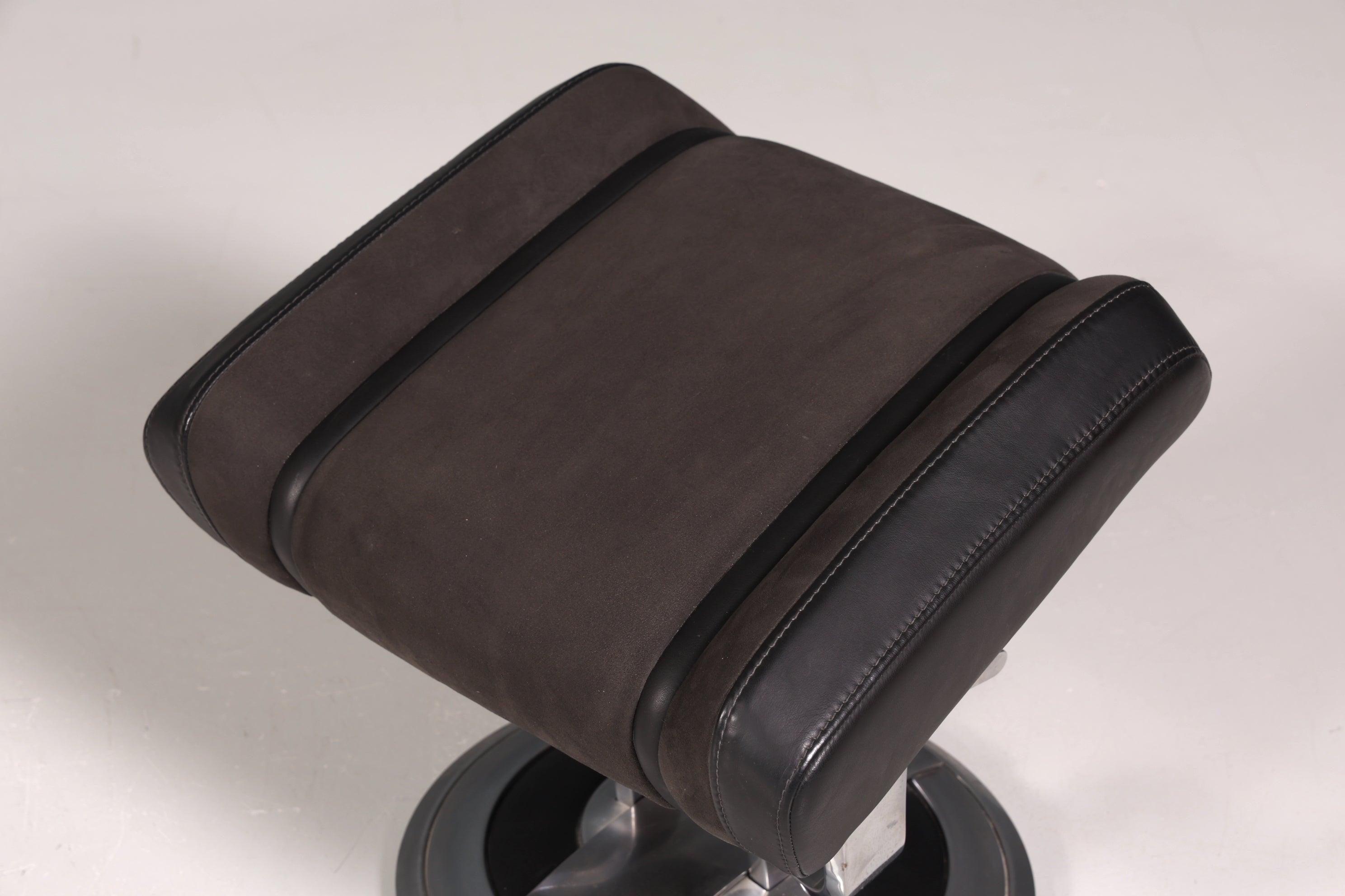 Edler Designer Sessel mit Hocker "Recaro" echt Leder Relax Armlehnsessel Fussablage