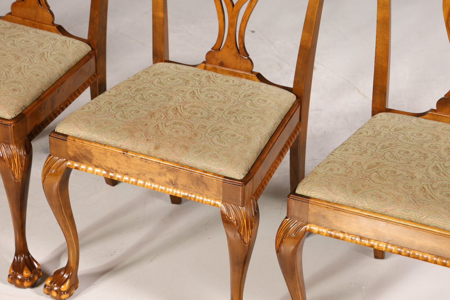 4x Wunderschöne Chippendale Stühle Barock Stil Stuhlset Polsterstuhl Set Englisch Küchenstühle Esszimmer Stühle