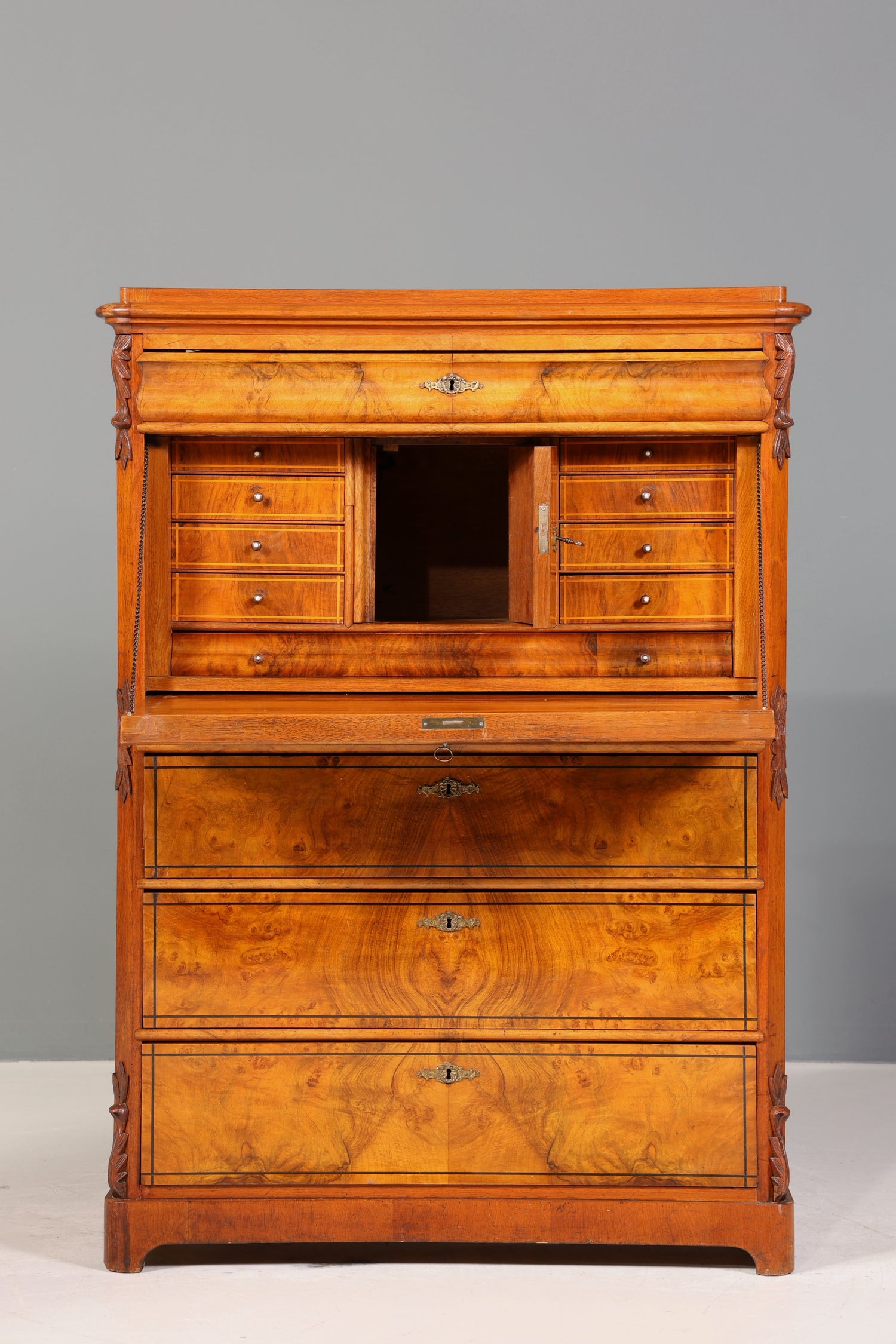 Stilvoller Louis Philippe Sekretär um 1880 Gründerzeit Antik Vertiko Schrank Chiffoniere Schubladenkommode