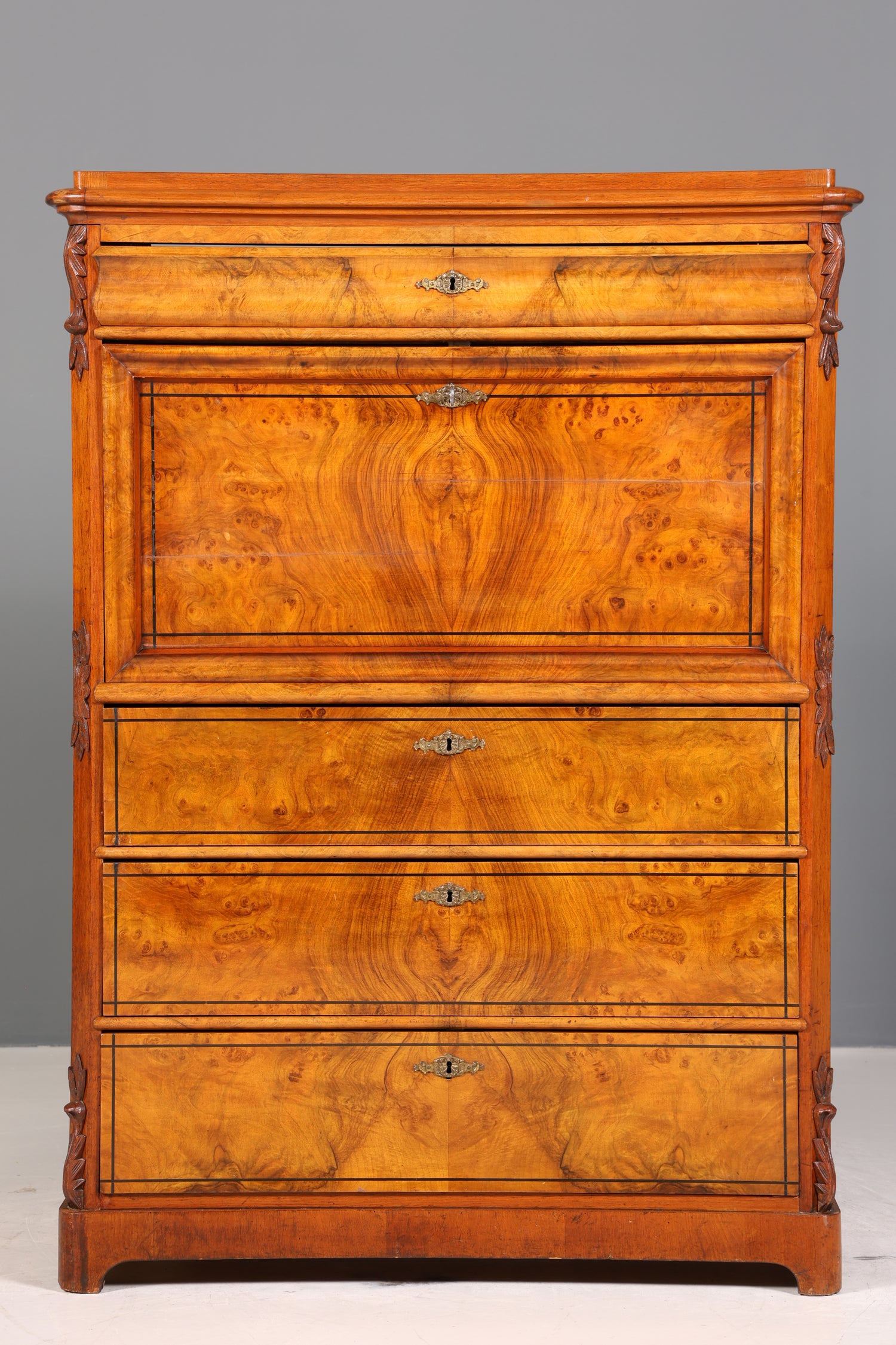 Stilvoller Louis Philippe Sekretär um 1880 Gründerzeit Antik Vertiko Schrank Chiffoniere Schubladenkommode