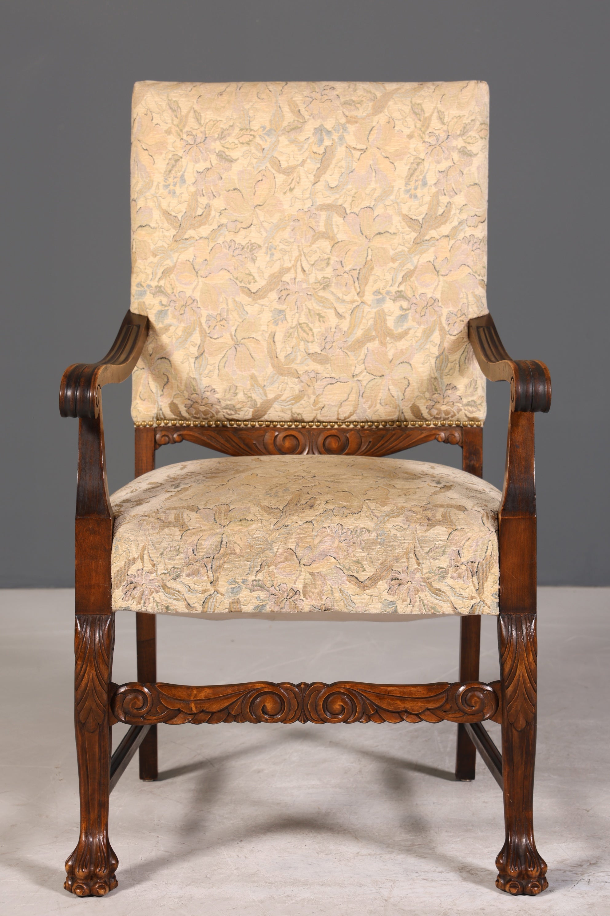 Wunderschöner Neorenaissance Sessel Gründerzeit Sessel Jugendstil Herrenzimmer Eiche Sekretär Stuhl Antik Samt um 1910