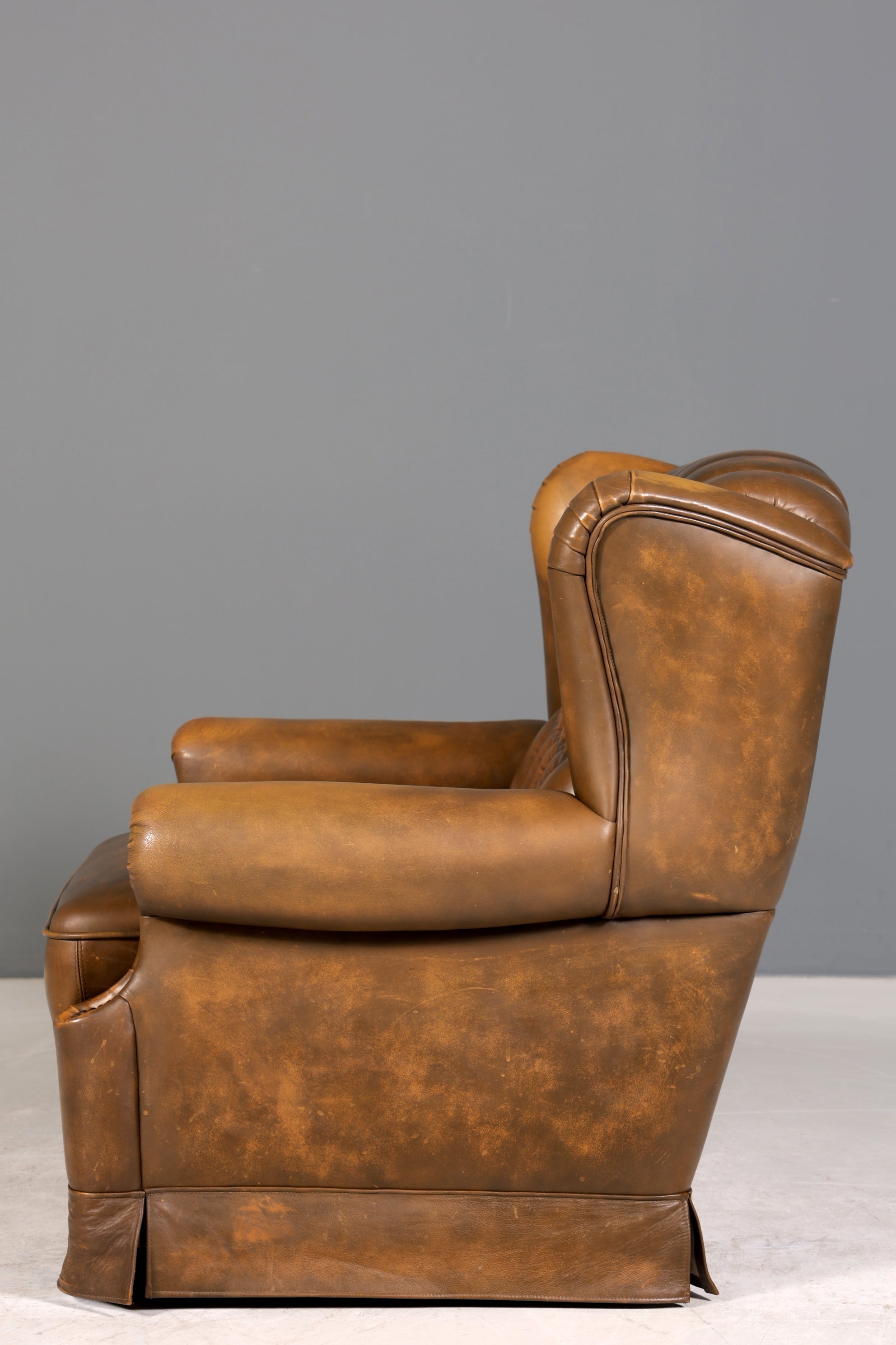 Original Chesterfield Ohrenbacken Sessel Englisch Leder Herrensessel UK Armlehnsessel