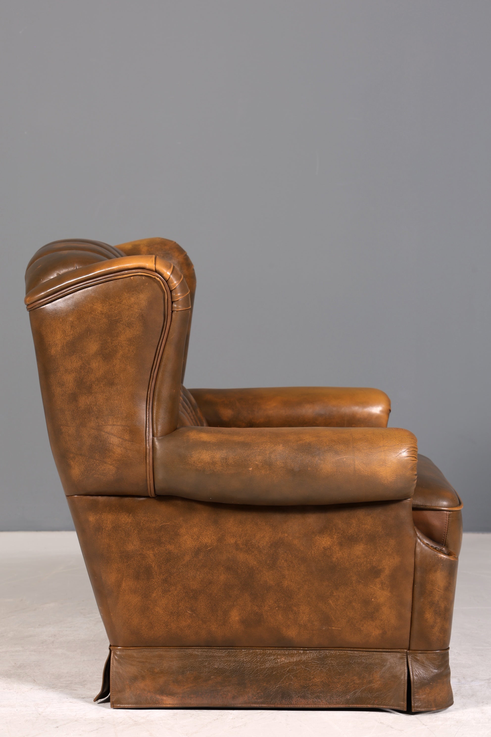 Original Chesterfield Ohrenbacken Sessel Englisch Leder Herrensessel UK Armlehnsessel