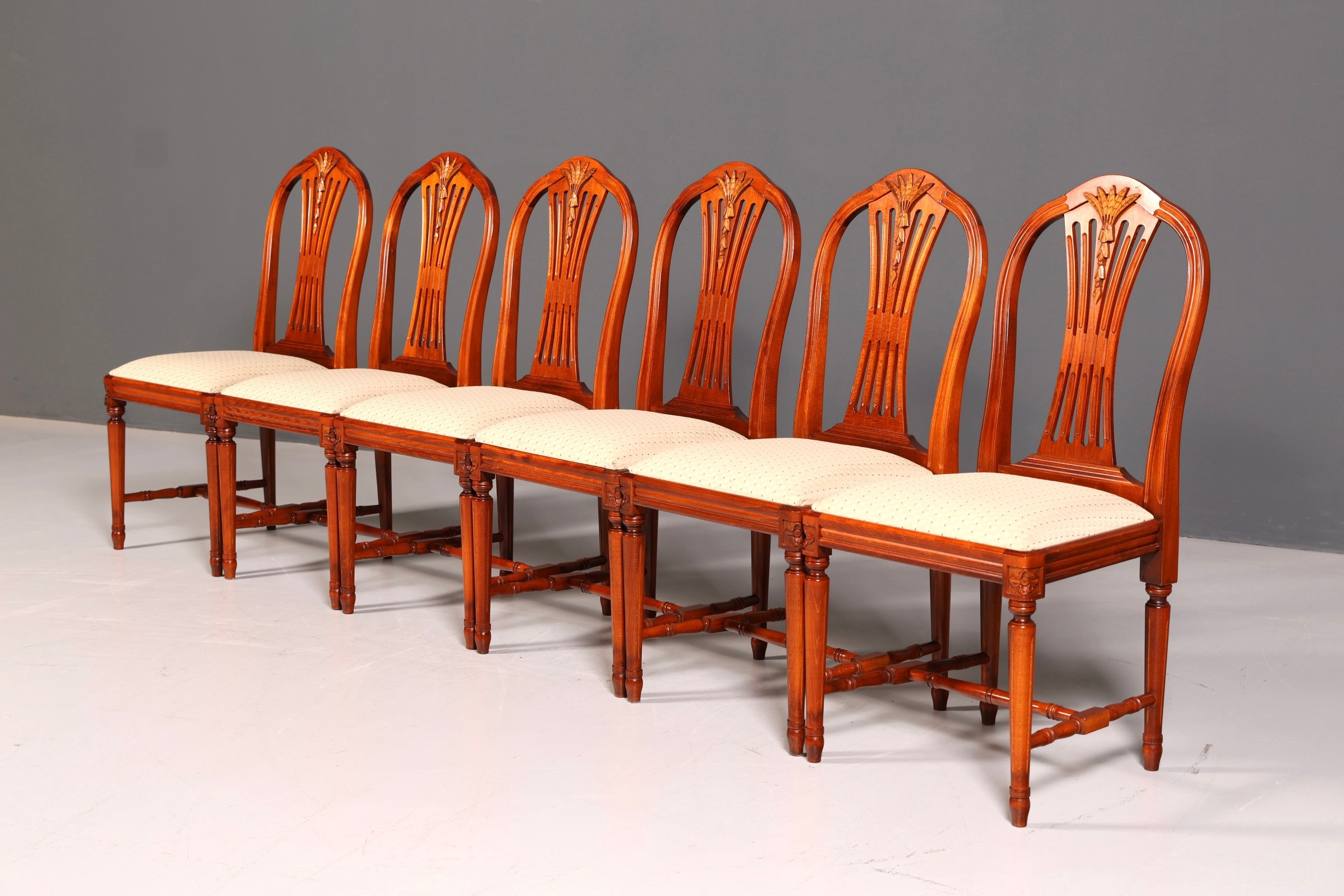 Edles 6er Set Stühle Gustavianischer Stil Englisch Esszimmerstühle Antik Polsterstuhl Set