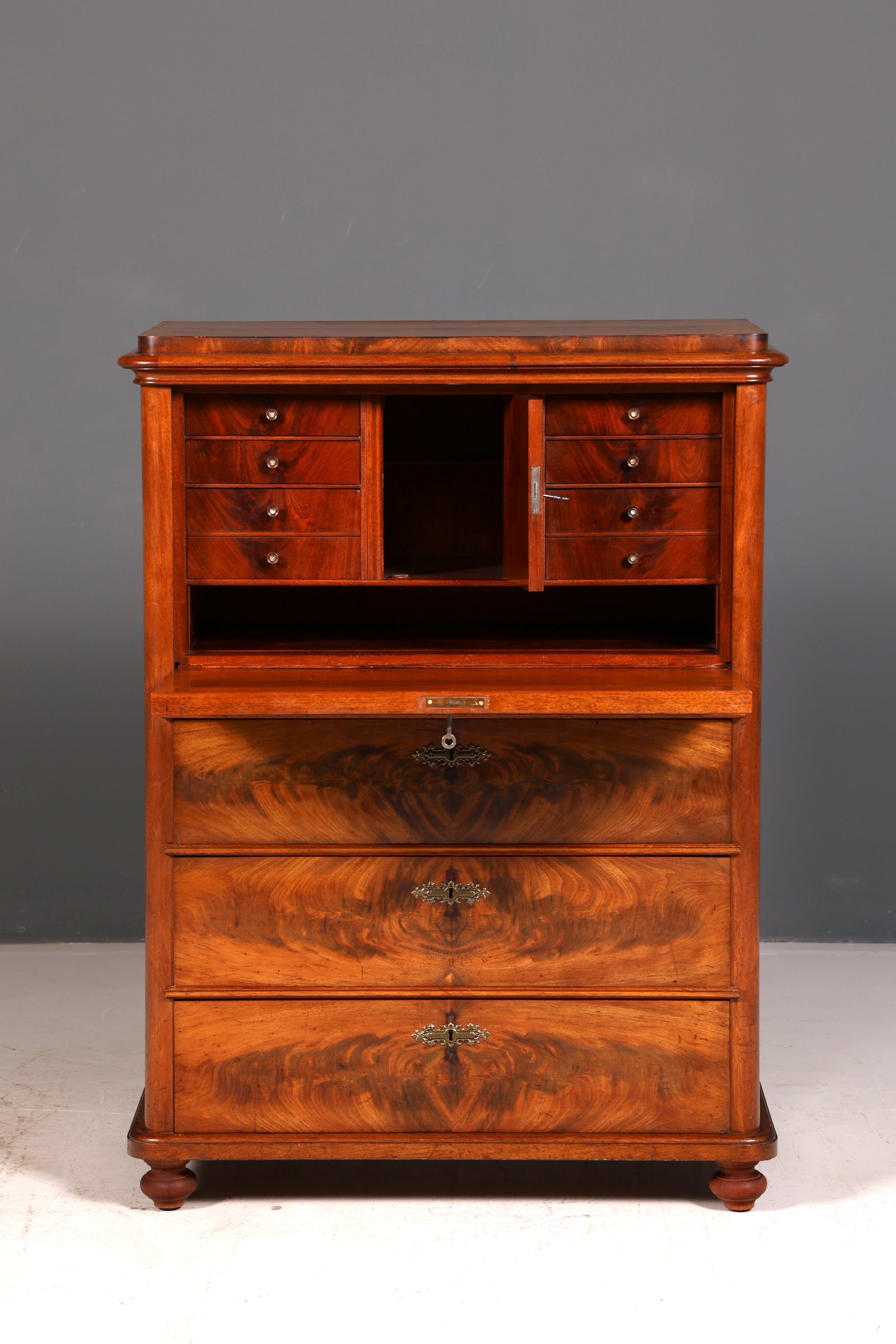 Wunderschöner Louis Philippe Sekretär Vertiko Highboard Gründerzeit Kommode Schrank um 1880 Antik Vintage