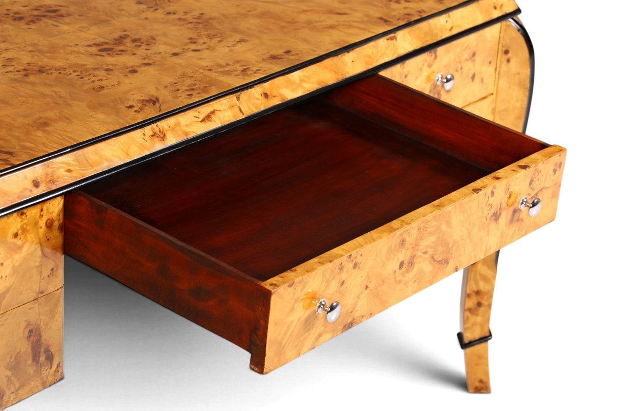 Wunderschöner Art Deco Stil Schreibtisch Bürotisch Antik Stil Birke Office Desk