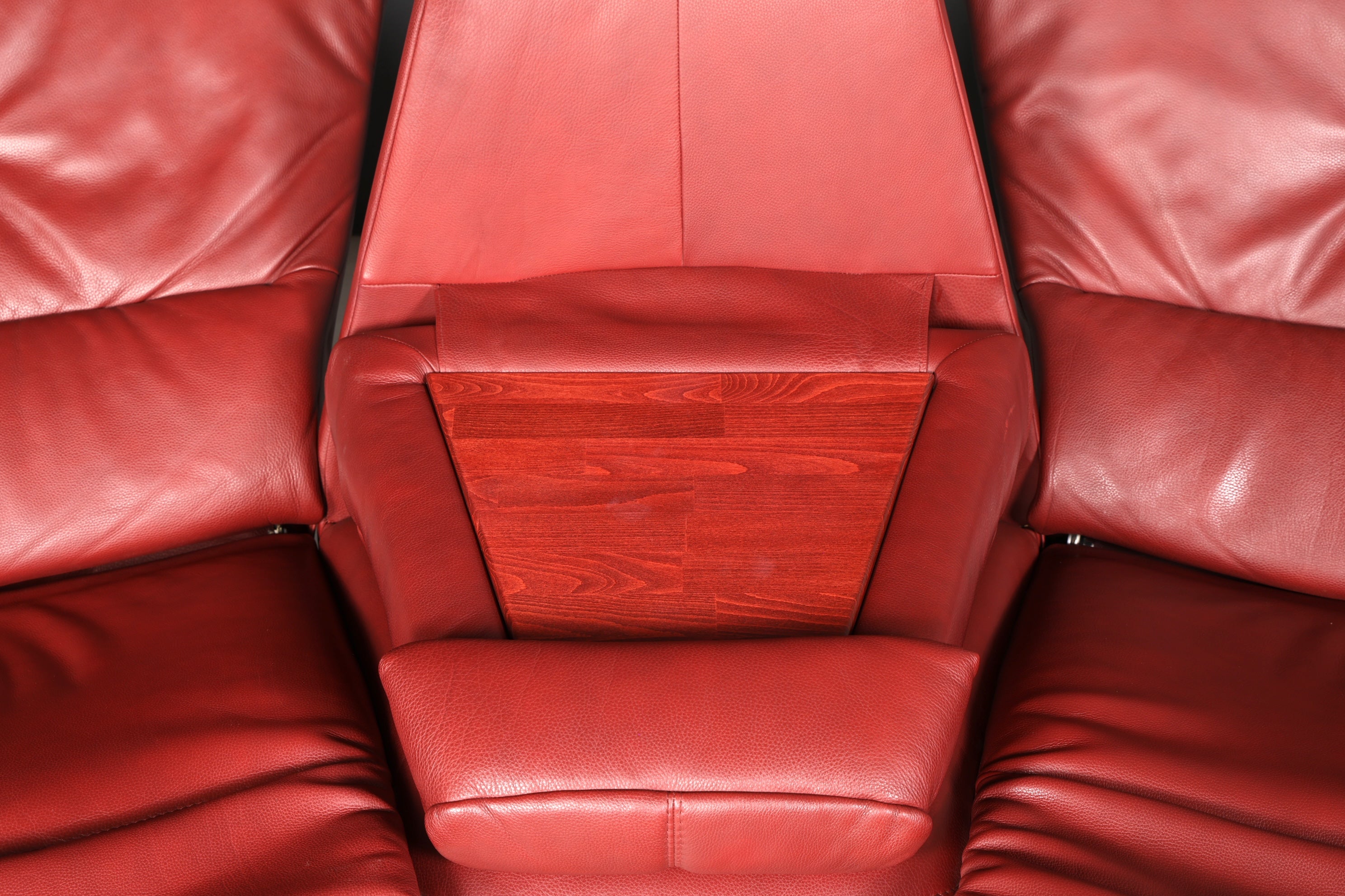 Edles Himolla Ledersofa Trapez 3-Sitzer Echt Leder Rot Relaxsofa Couch Sofa elektrisch verstellbar Vintage