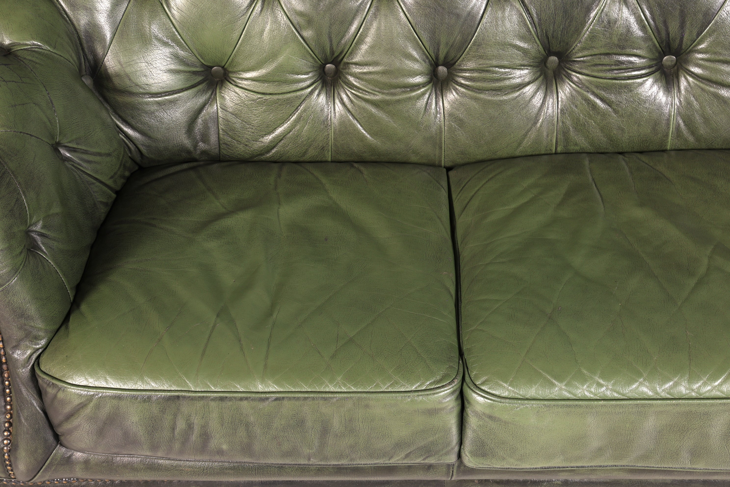 Wunderschönes Original Chesterfield Sofa grün 3-Sitzer echt Leder Couch