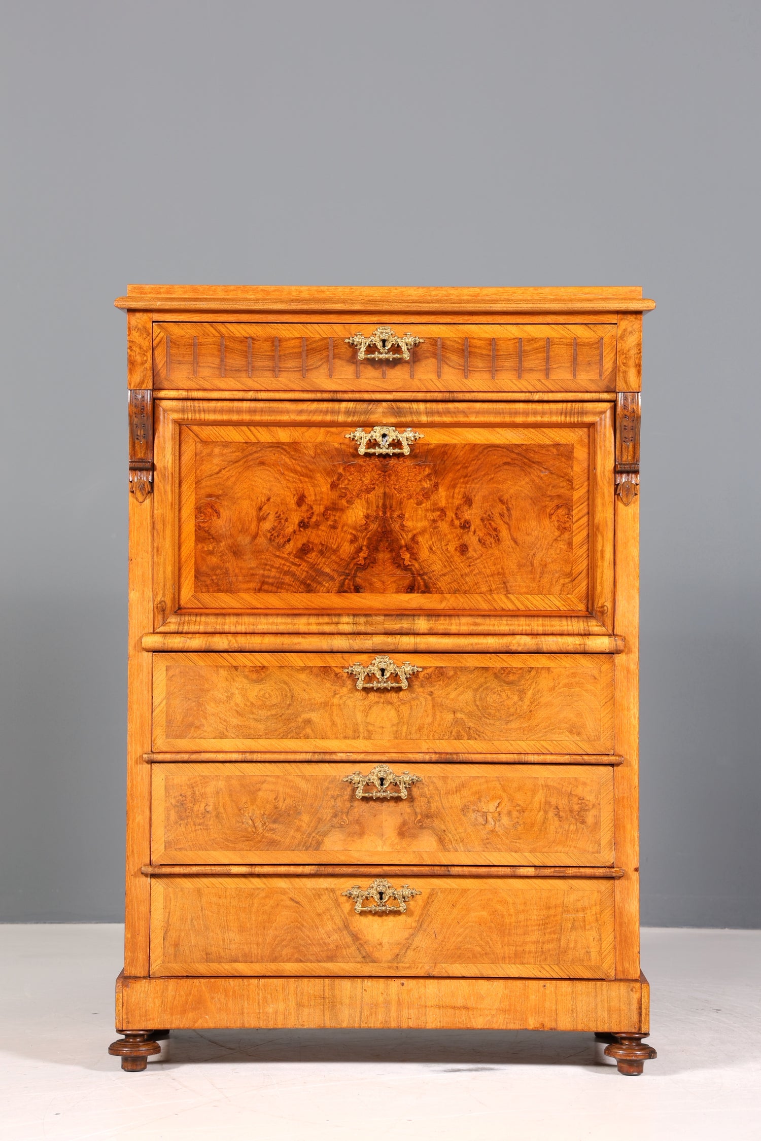 Edler Gründerzeit Sekretär Vertiko Highboard Louis Philippe Kommode Sekretär Schrank um 1880